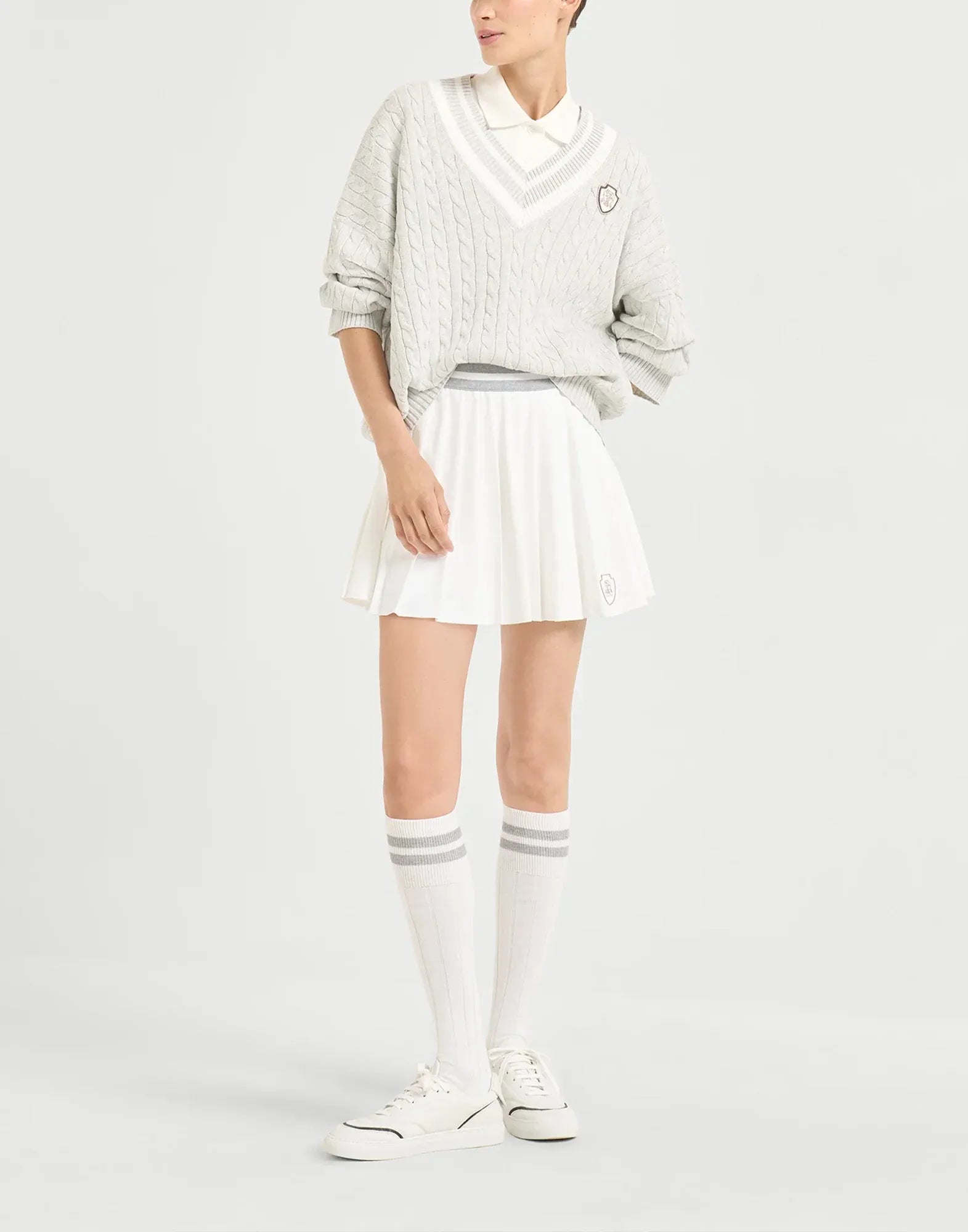 Brunello Cucinelli Cotton Cable Logo Sweater