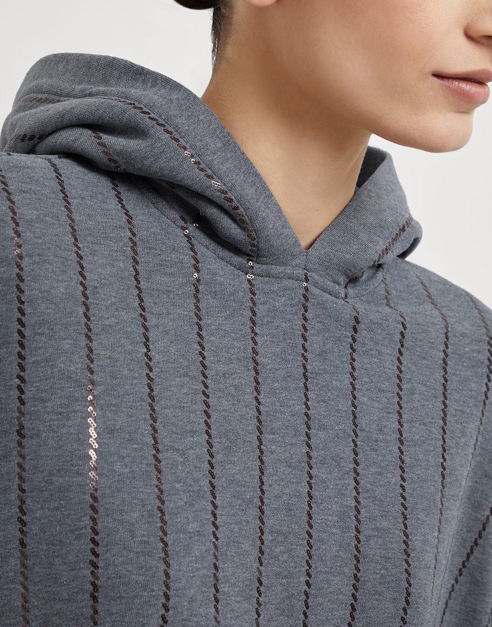 Brunello Cucinelli Cotton Dazzling Chalk Stripe Hooded Sweatshirt