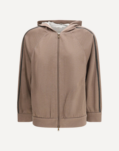 【未使用品】BRUNELLO CUCINELLI ダブルジップパーカー Brunello Cucinelli ダブルスライダー・ジップ付きコットンフーデッド