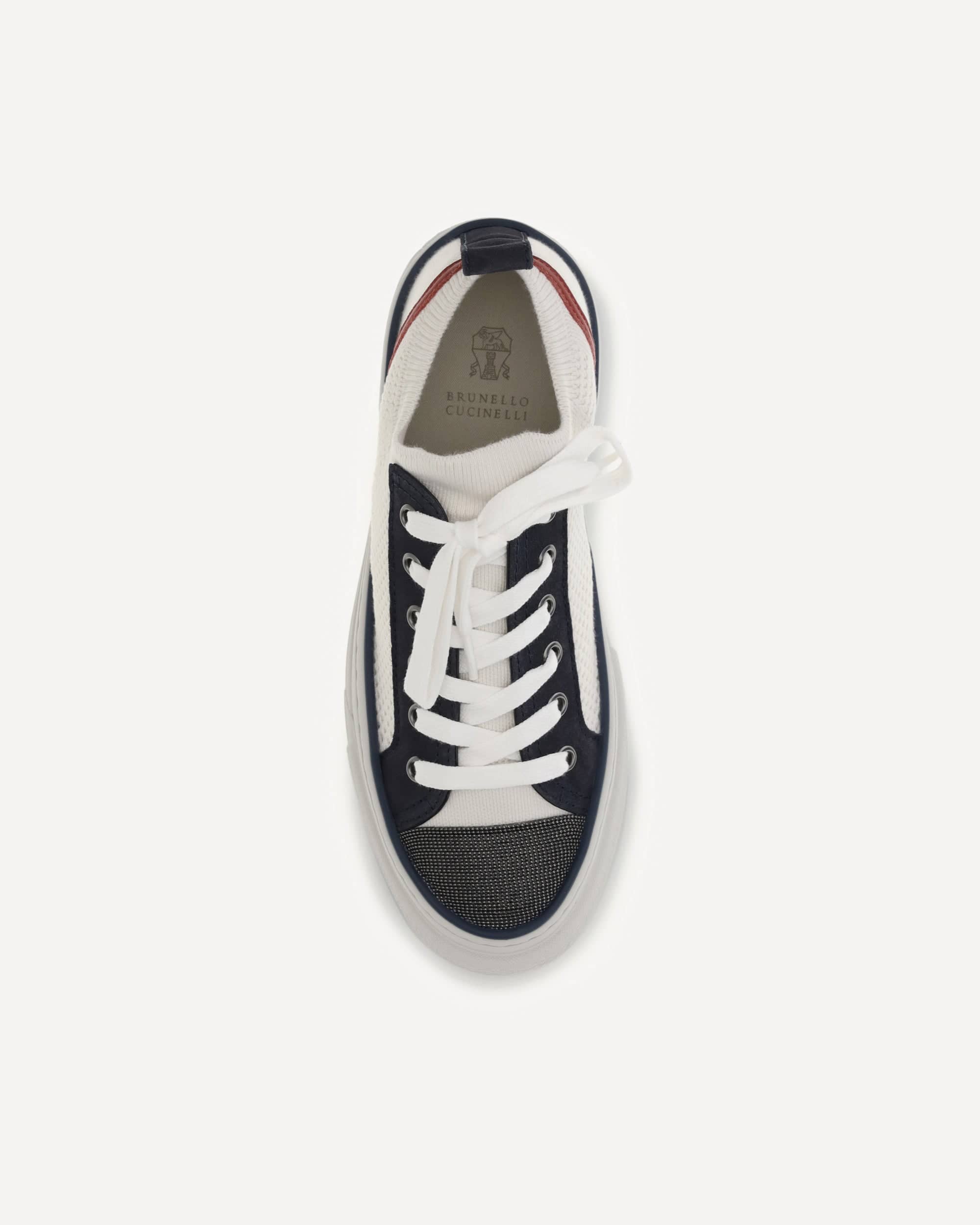 Brunello Cucinelli Cotton Knit And Suede Sneakers