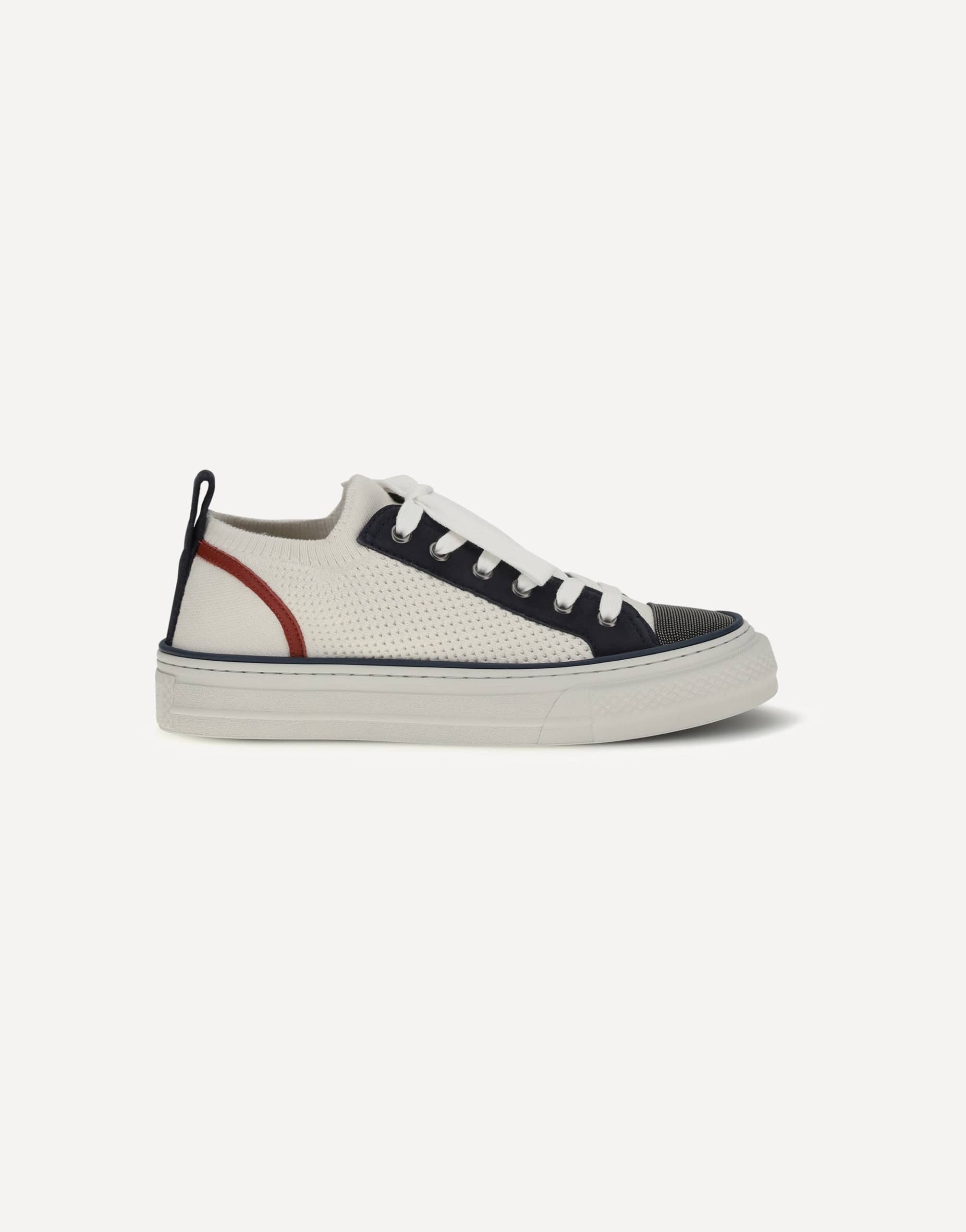 Brunello Cucinelli Cotton Knit And Suede Sneakers