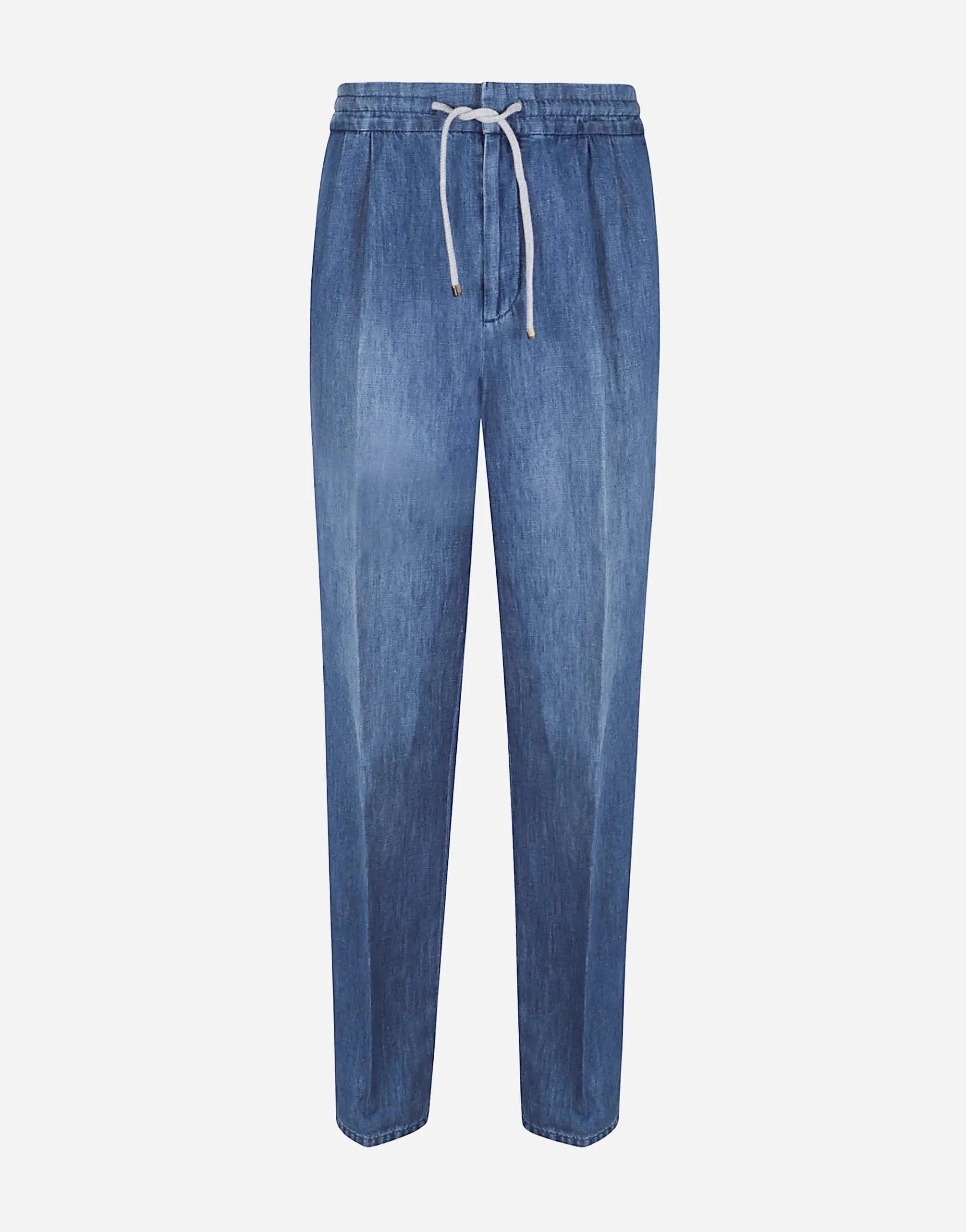 Brunello Cucinelli Cotton-Linen Blend Drawstring Jeans