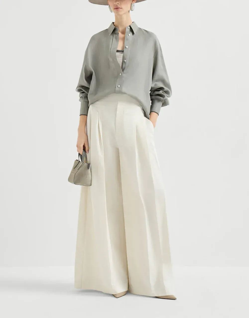 Brunello Cucinelli Cotton-Ramie Blend Twill Trousers