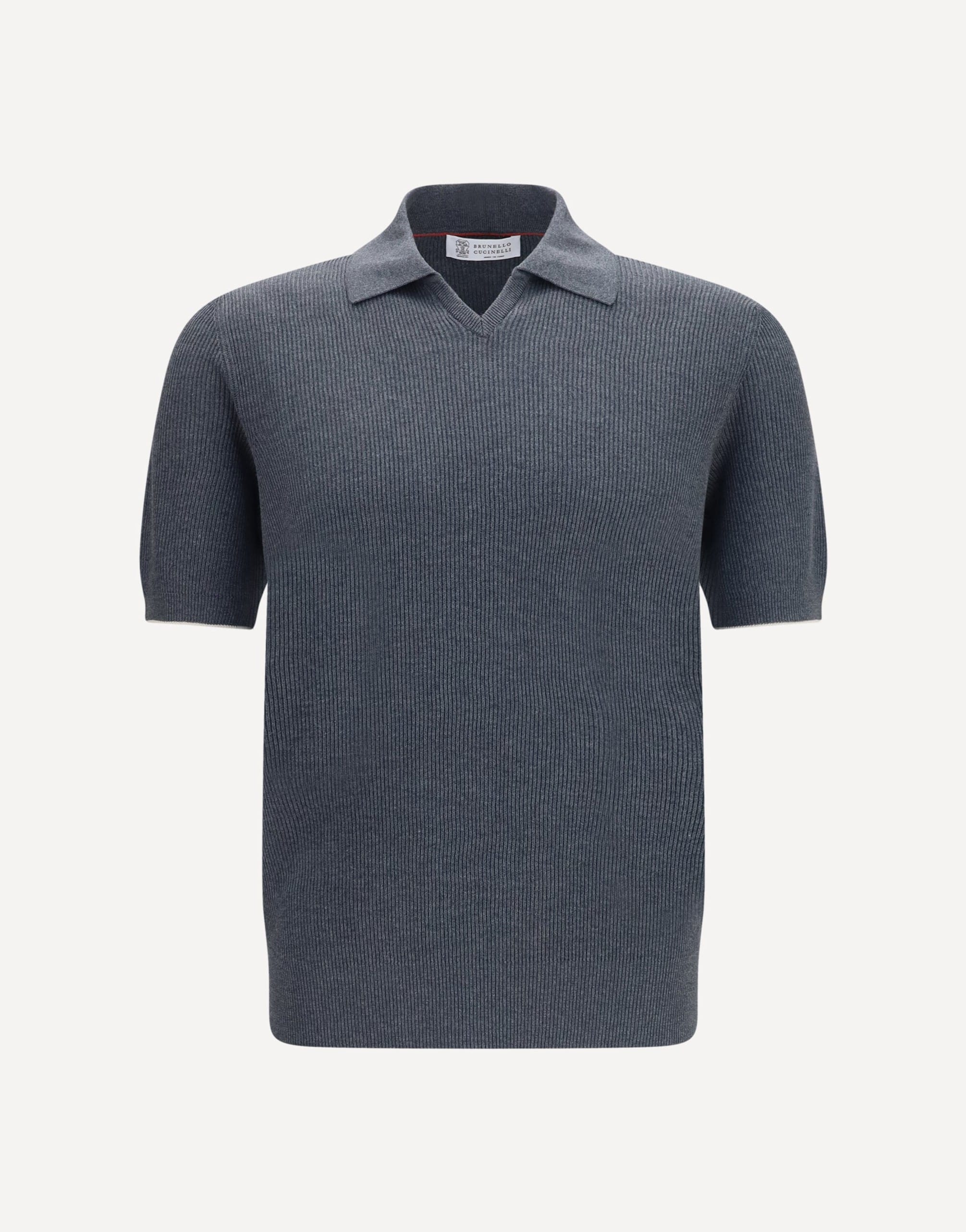 Brunello cucinelli トップス　ダークグレー Brunello Cucinelli Cotton Ribbed Polo | Sendegaro CH