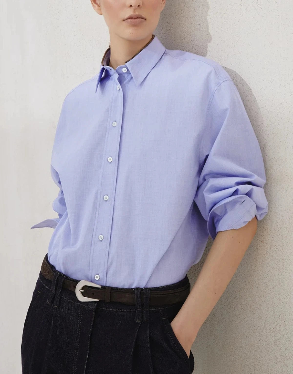 Brunello Cucinelli Cotton Shiny-Collar Shirt