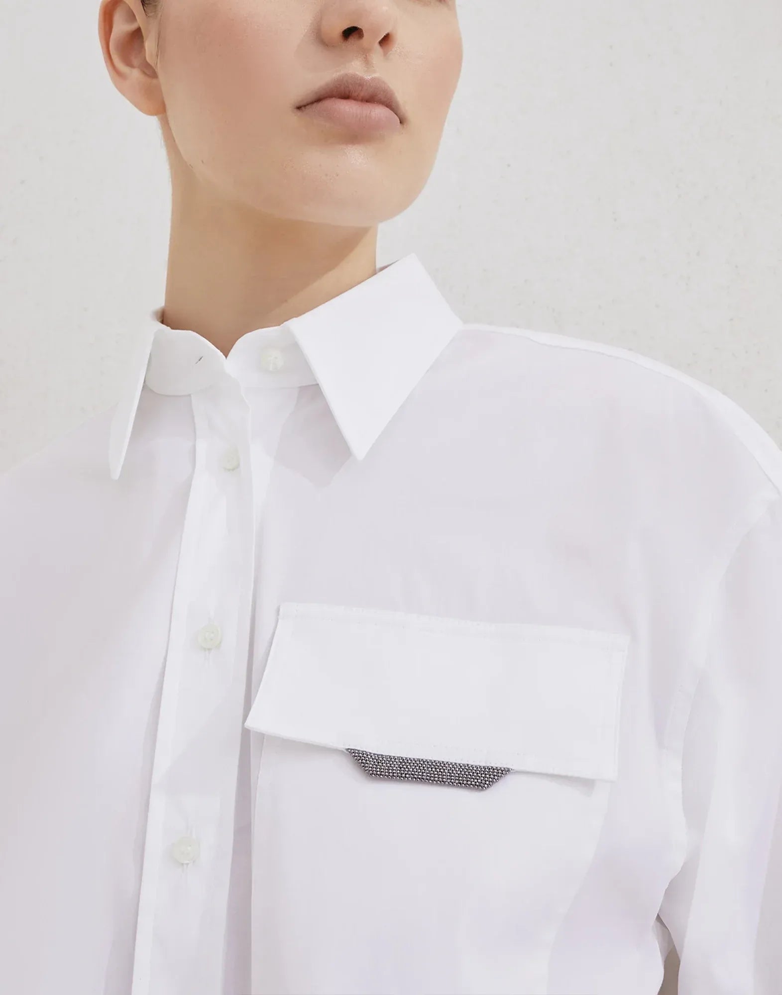 Brunello Cucinelli Cotton Shiny Flap Poplin Shirt