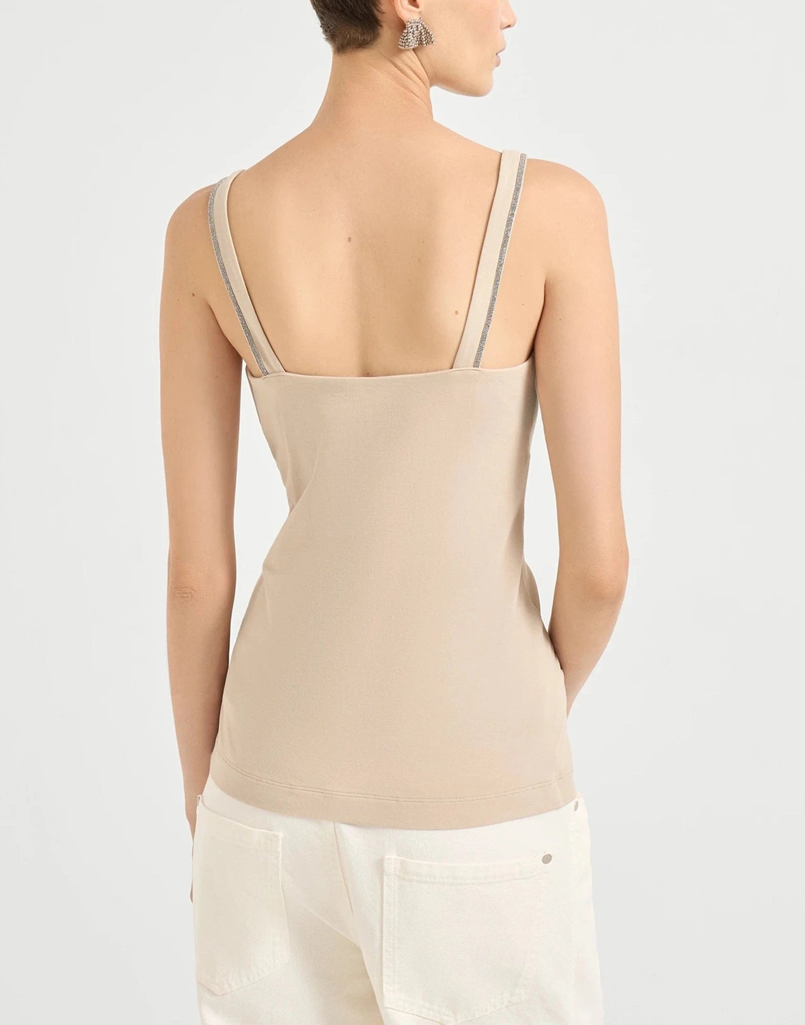 Brunello Cucinelli Cotton Shiny Straps Tank Top