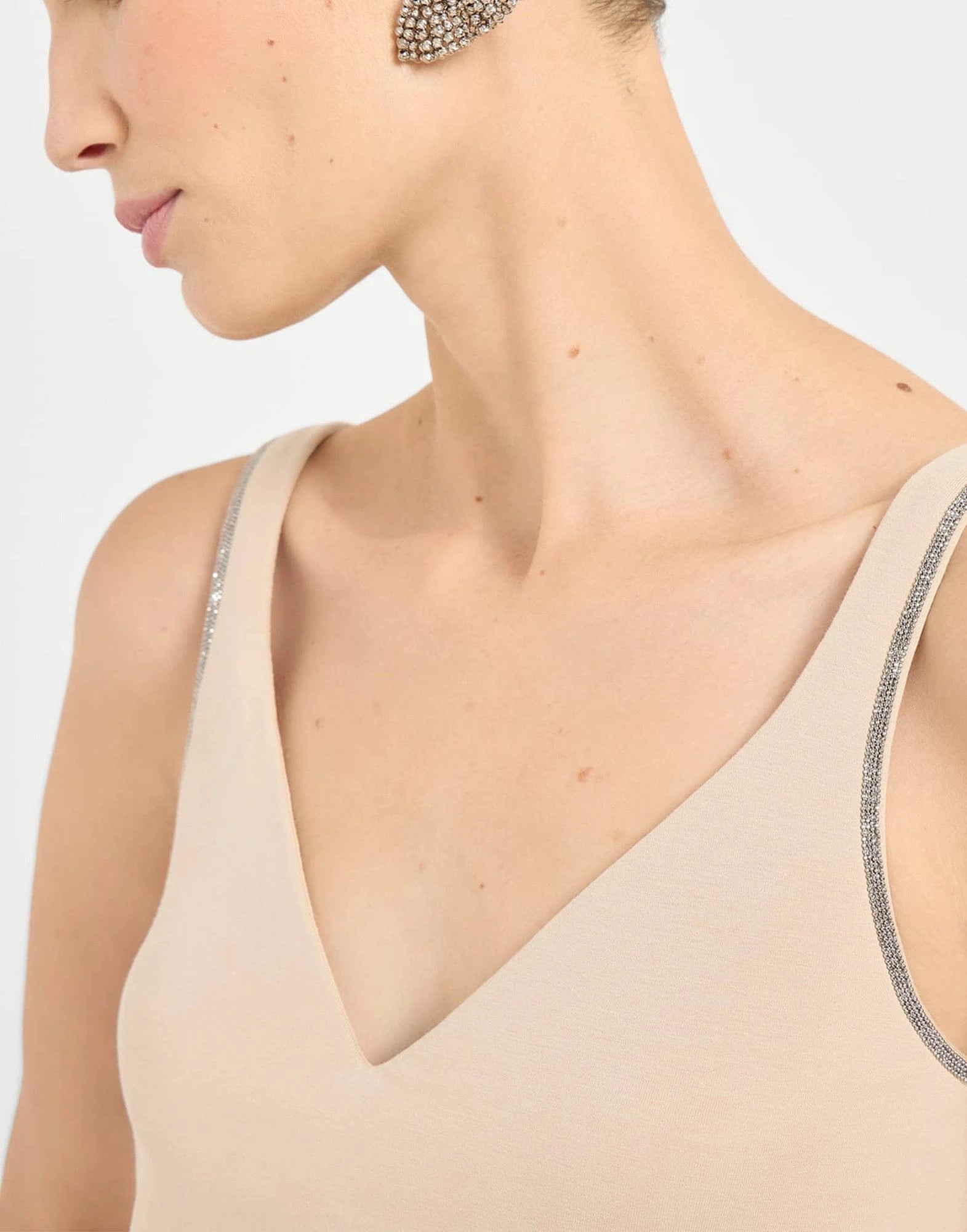 Brunello Cucinelli Cotton Shiny Straps Tank Top