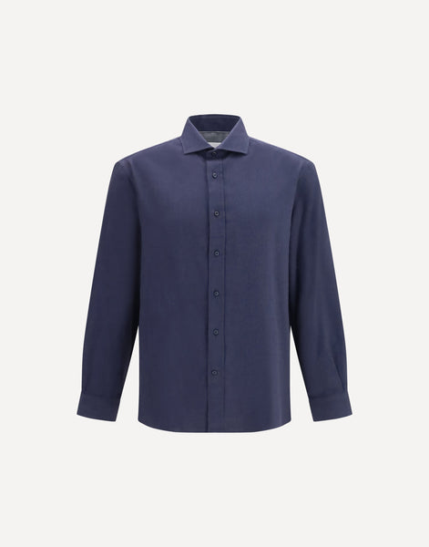 brunello cucinelli dress shirt Short sleeve for Man in White the slightly irregular texture of the fabric is characterized by the classic slub effect created by the natural linen fibers. Brunello Cucinelli Geometric-pattern Cotton Men