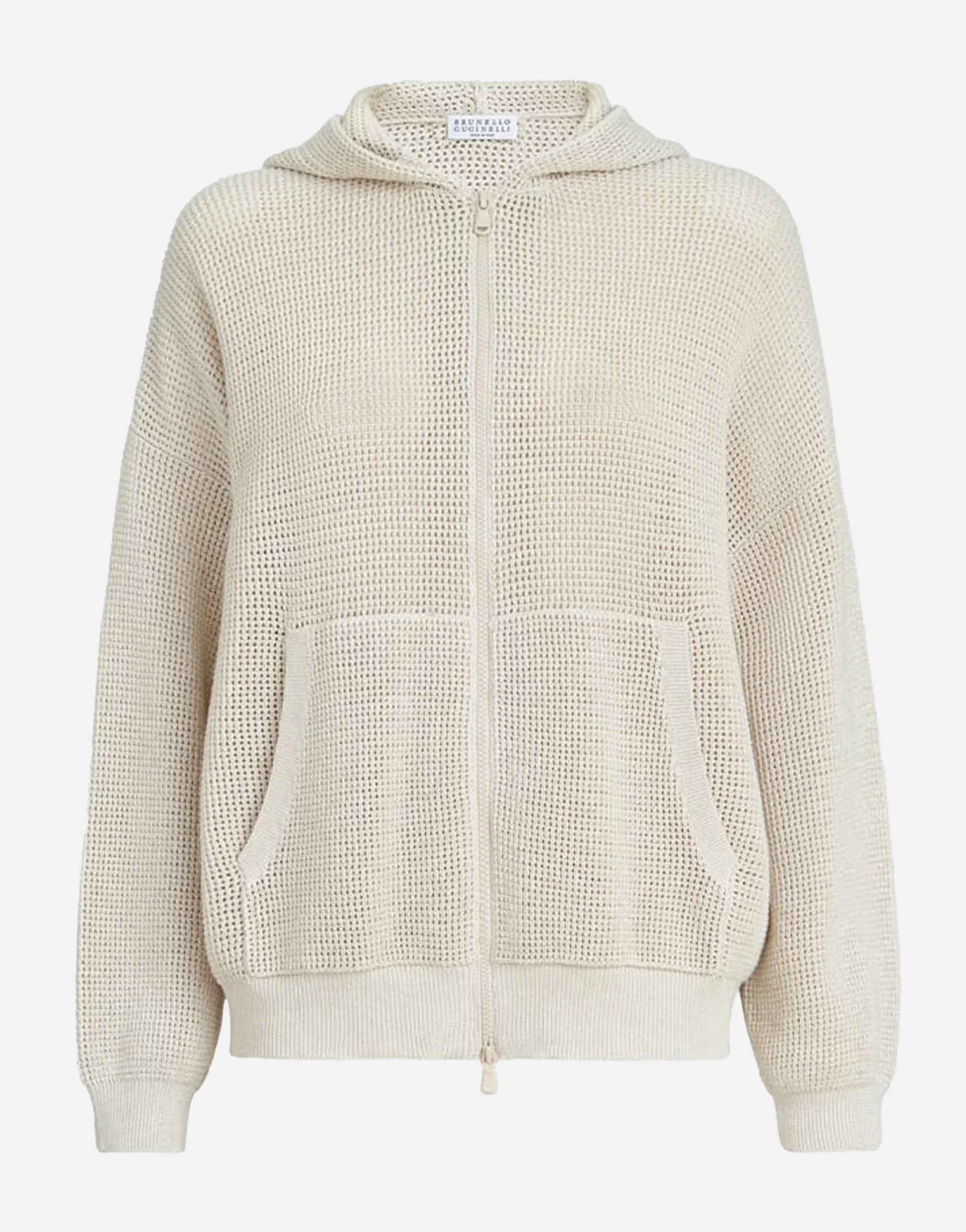 Brunello Cucinelli ブルネロクチネリ パーカー Dazzling Net cotton zip hoodie Brunello Cucinelli Cotton Sparkling Net Hoodie | Sendegaro