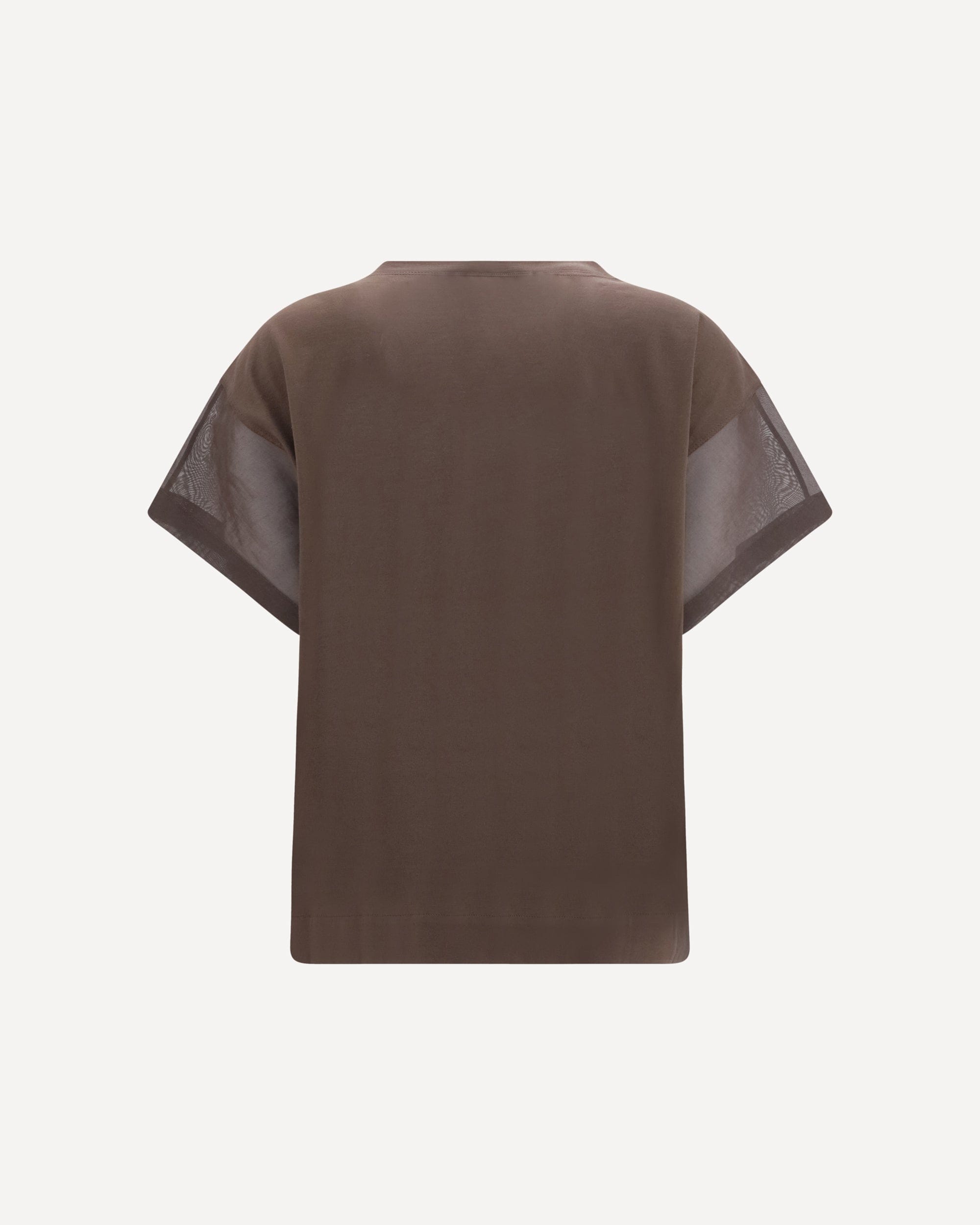 Brunello Cucinelli Baumwoll-T-Shirt mit transparenten Ärmeln - alternate view