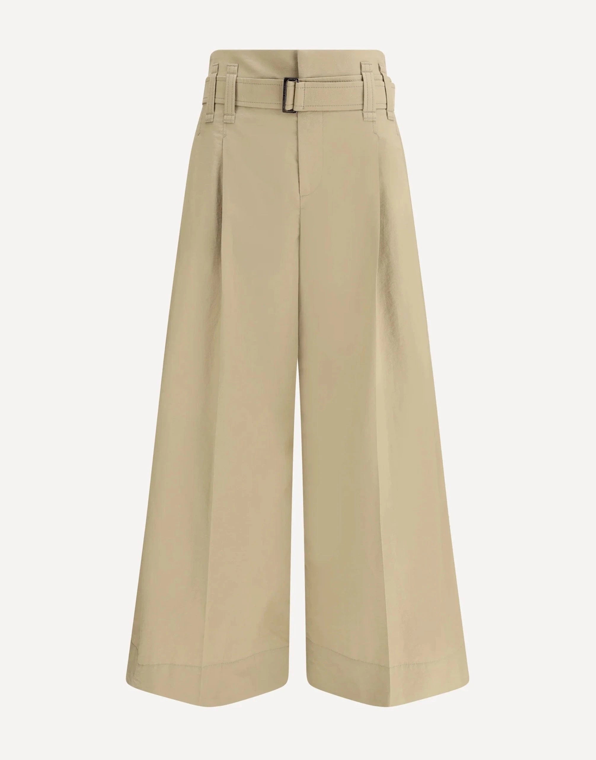 Brunello Cucinelli Cotton Twill Cropped Pleated Trousers