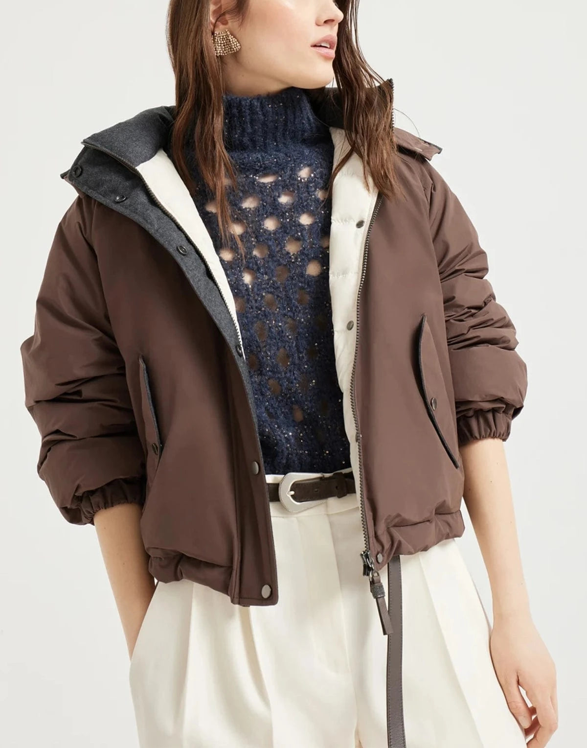 Brunello Cucinelli Cotton Water-Resistant Taffeta Cropped Jacket