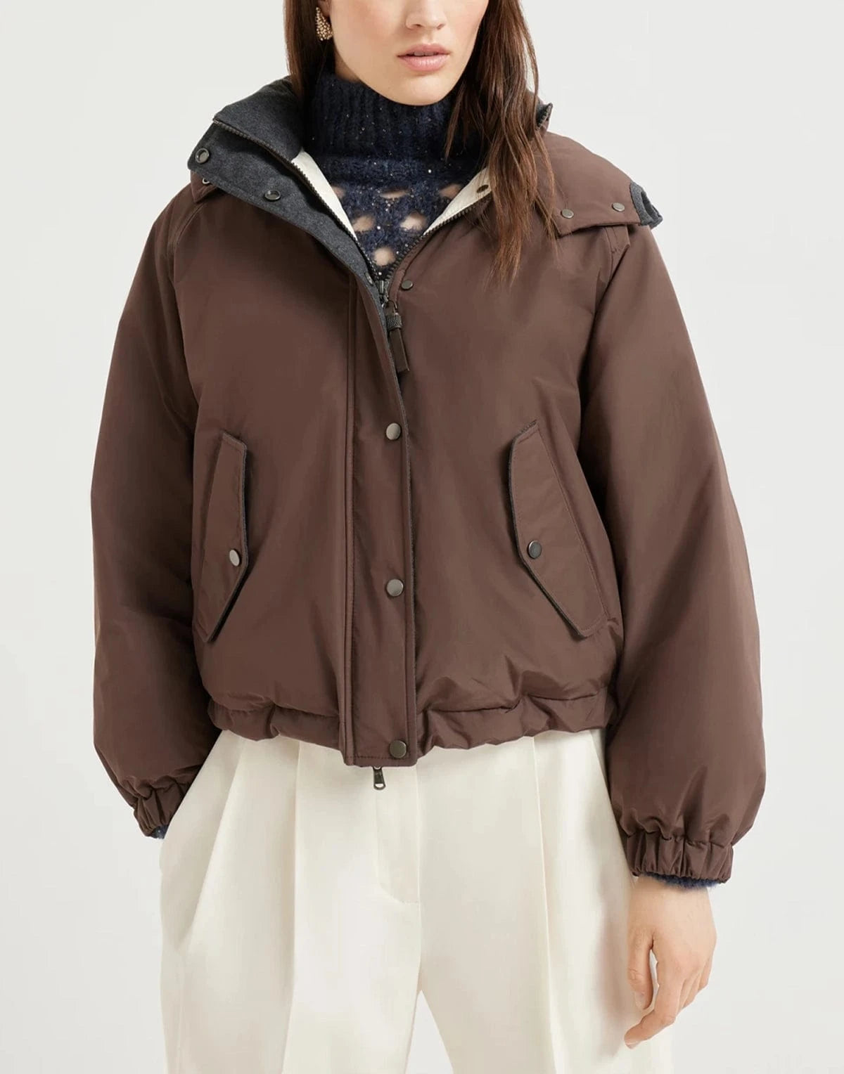 Brunello Cucinelli Cotton Water-Resistant Taffeta Cropped Jacket