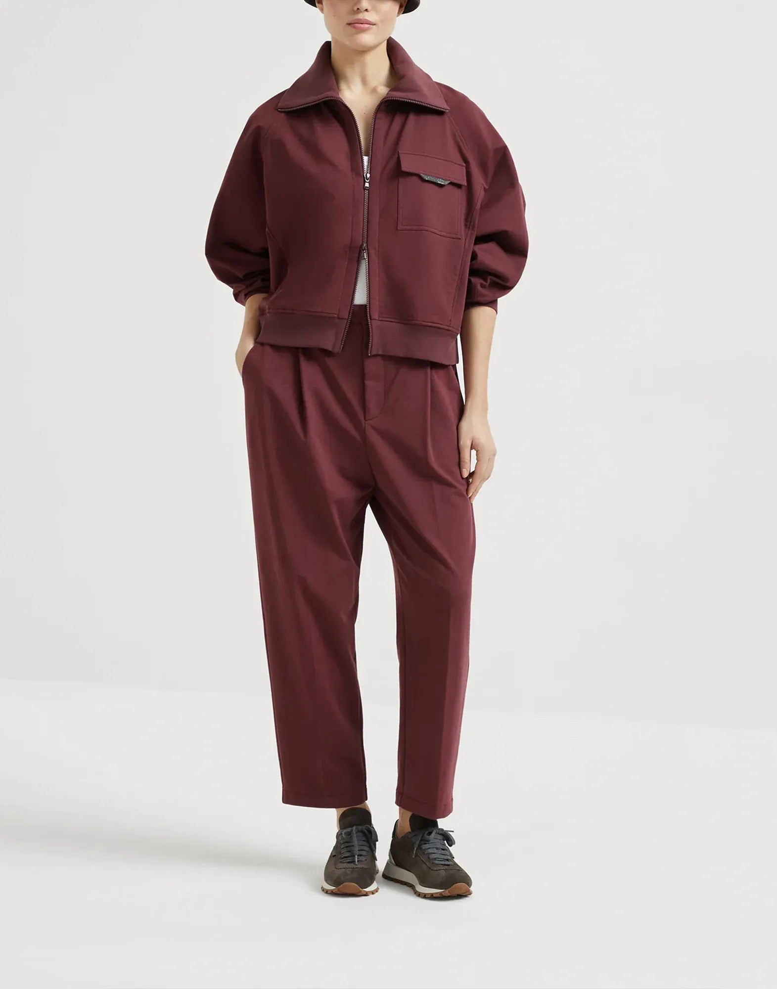 Brunello Cucinelli Cotton Zip-Up Shiny Flap Sweatshirt