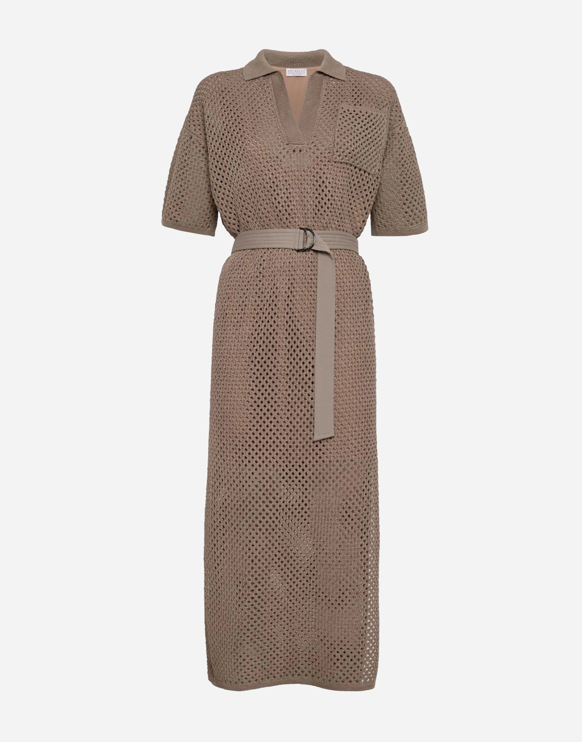 Brunello Cucinelli Crochet-Knit Cotton Midi Dress