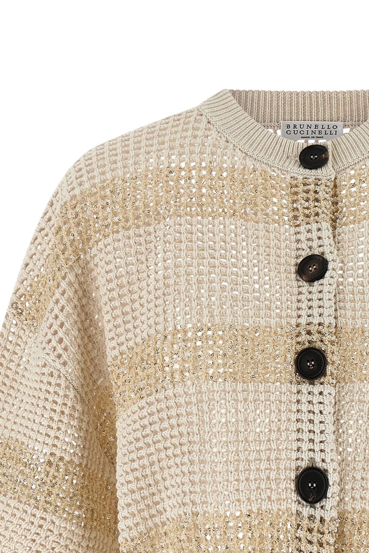 Brunello Cucinelli Brunello Cucinelli Crop Cotton Mesh Cardigan