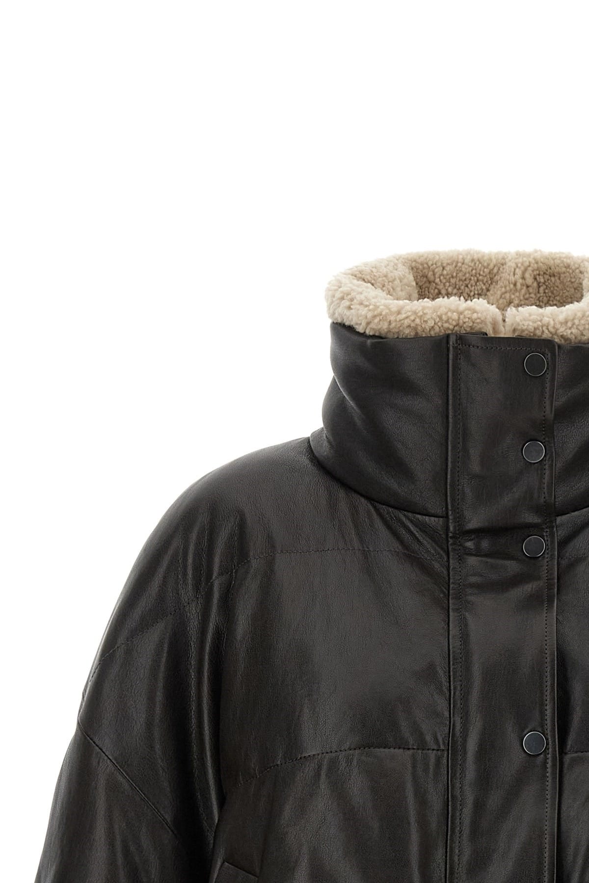 Brunello Cucinelli Brunello Cucinelli Cropped Padded Leather Jacket