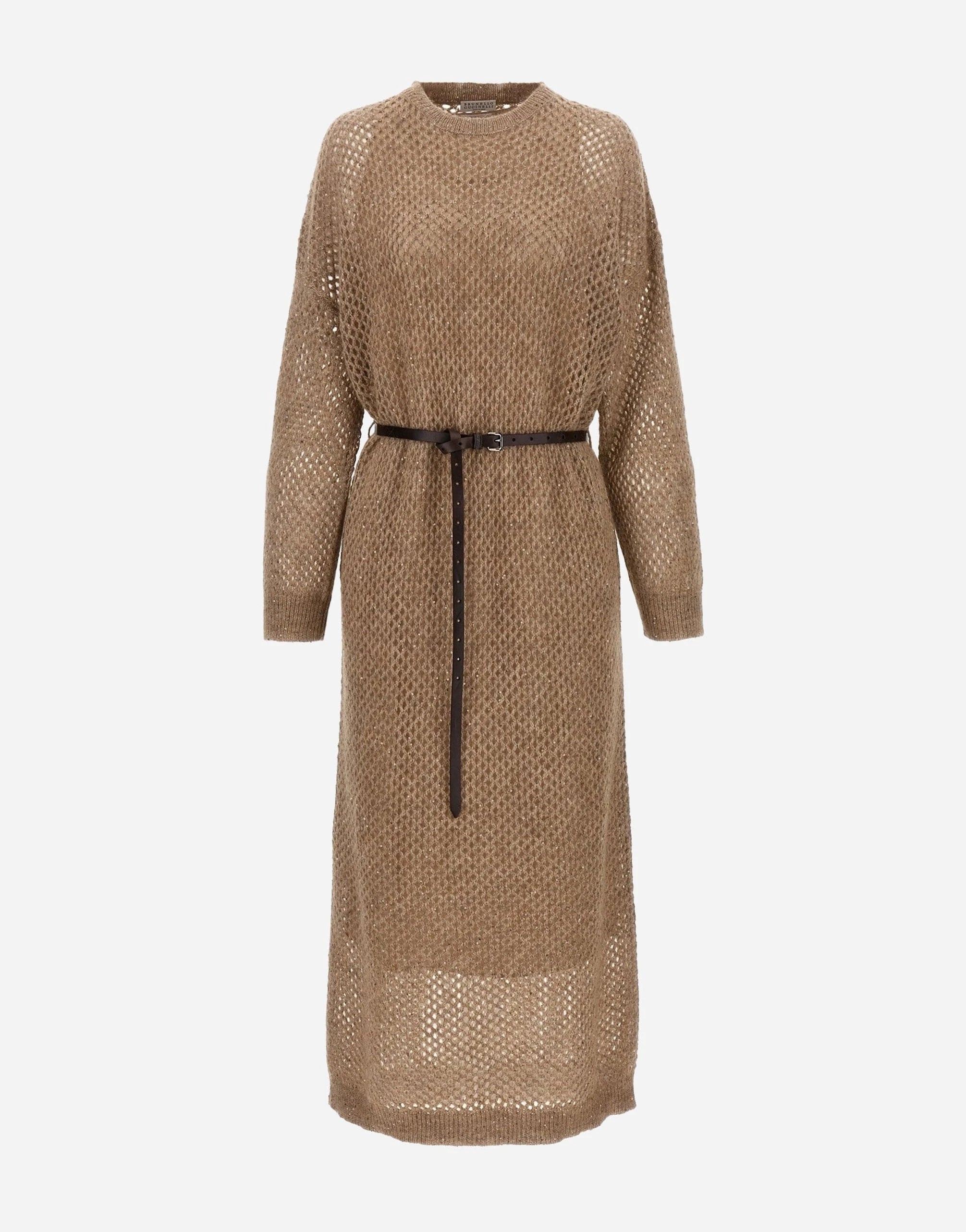 Brunello Cucinelli Dazzling Belted Midi Dress