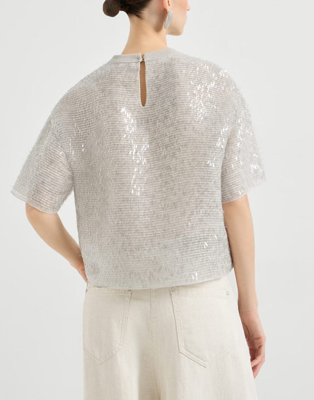 Brunello Cucinelli 夺目瀑布刺绣真丝T恤