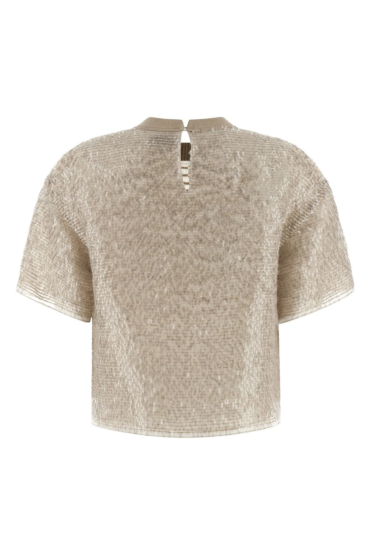 Brunello Cucinelli T-shirt con ricamo a cascata scintillante - alternate view