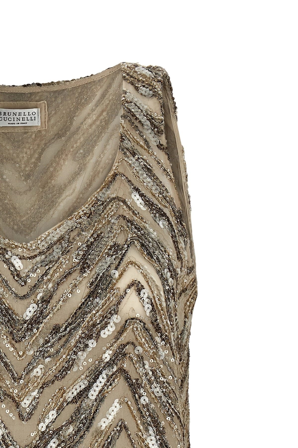 Brunello Cucinelli Brunello Cucinelli Dazzling Chevron Embroidery Top