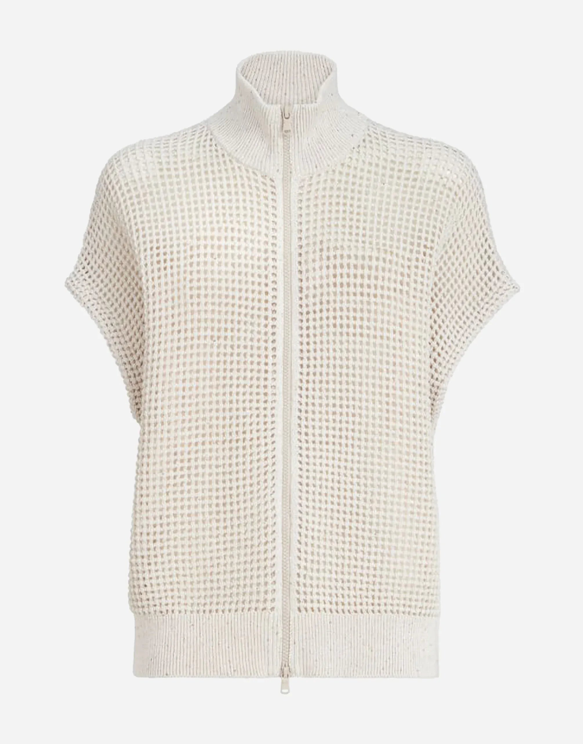 BRUNELLO CUCINELLI 半袖カーディガン Brunello Cucinelli Dazzling Cotton Net Cardigan | Sendegaro KW