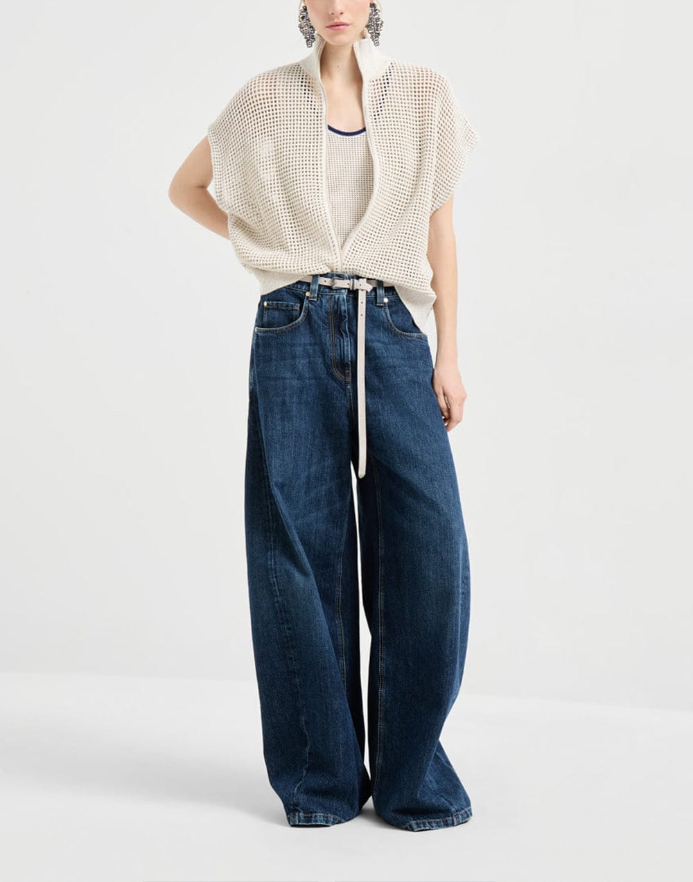 Brunello Cucinelli Dazzling Cotton Net Cardigan | Sendegaro KW