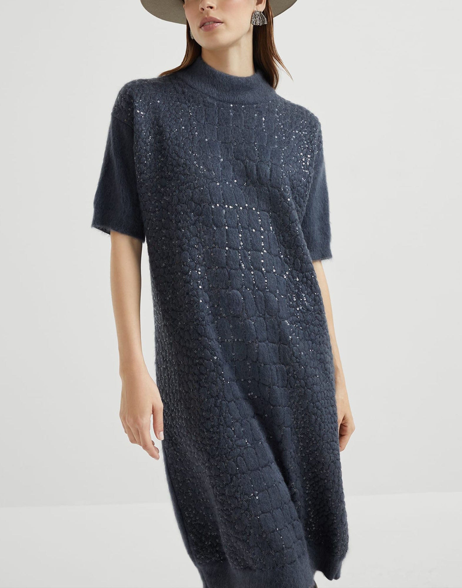 Brunello Cucinelli Dazzling Croc Motif Knit Dress