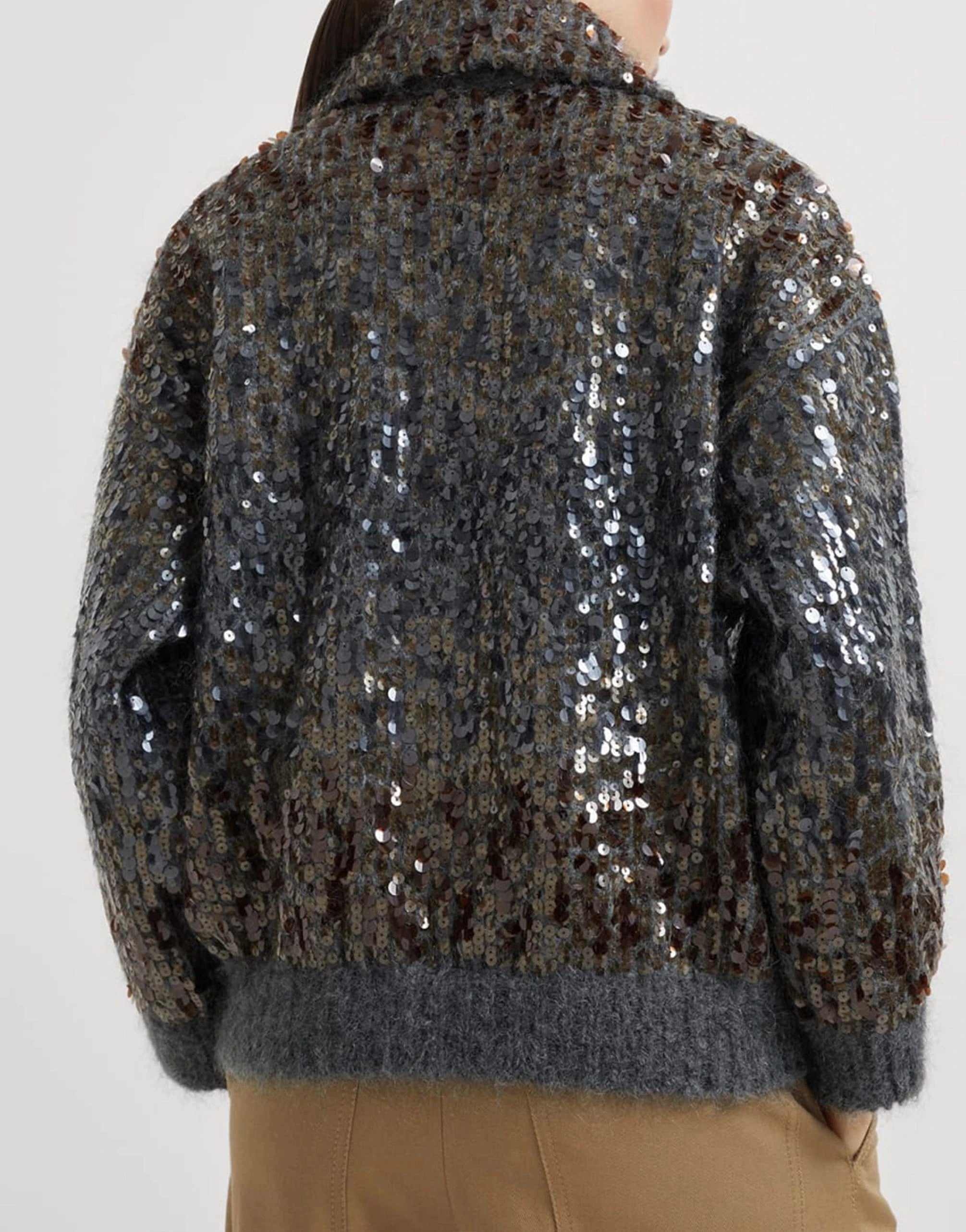 Brunello Cucinelli Dazzling Dégradé Embroidery Cardigan