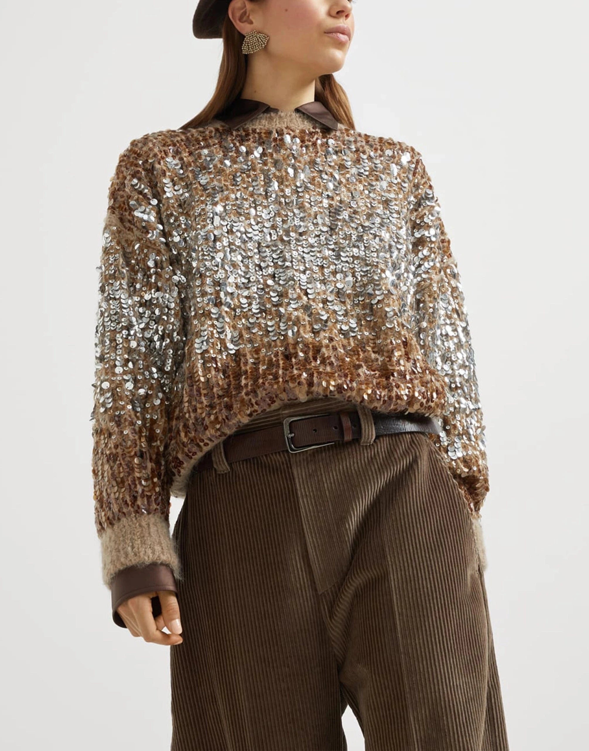 Brunello Cucinelli Dazzling Dégradé Embroidery Sweater