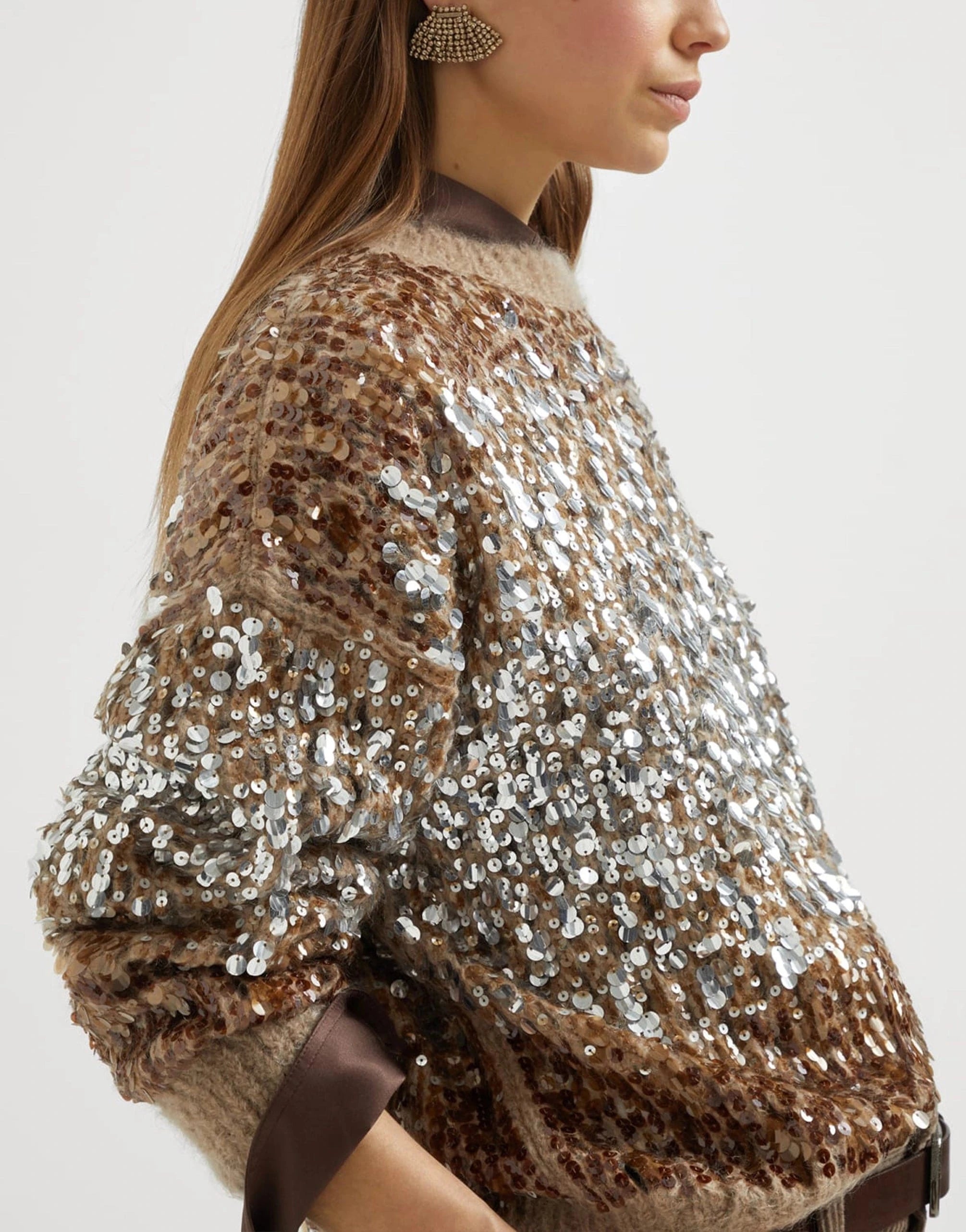 Brunello Cucinelli Dazzling Dégradé Embroidery Sweater