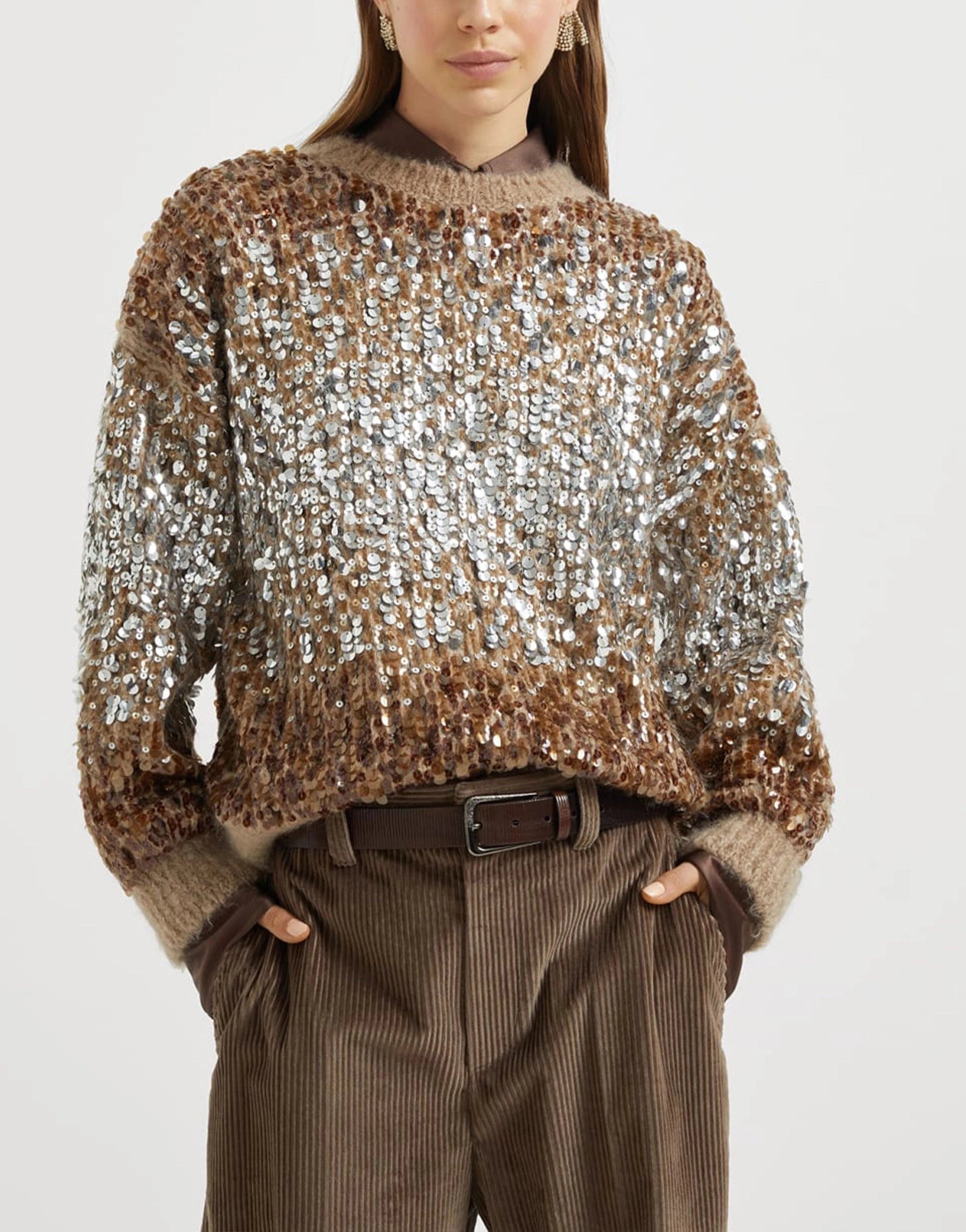 Brunello Cucinelli Dazzling Dégradé Embroidery Sweater | Sendegaro JP