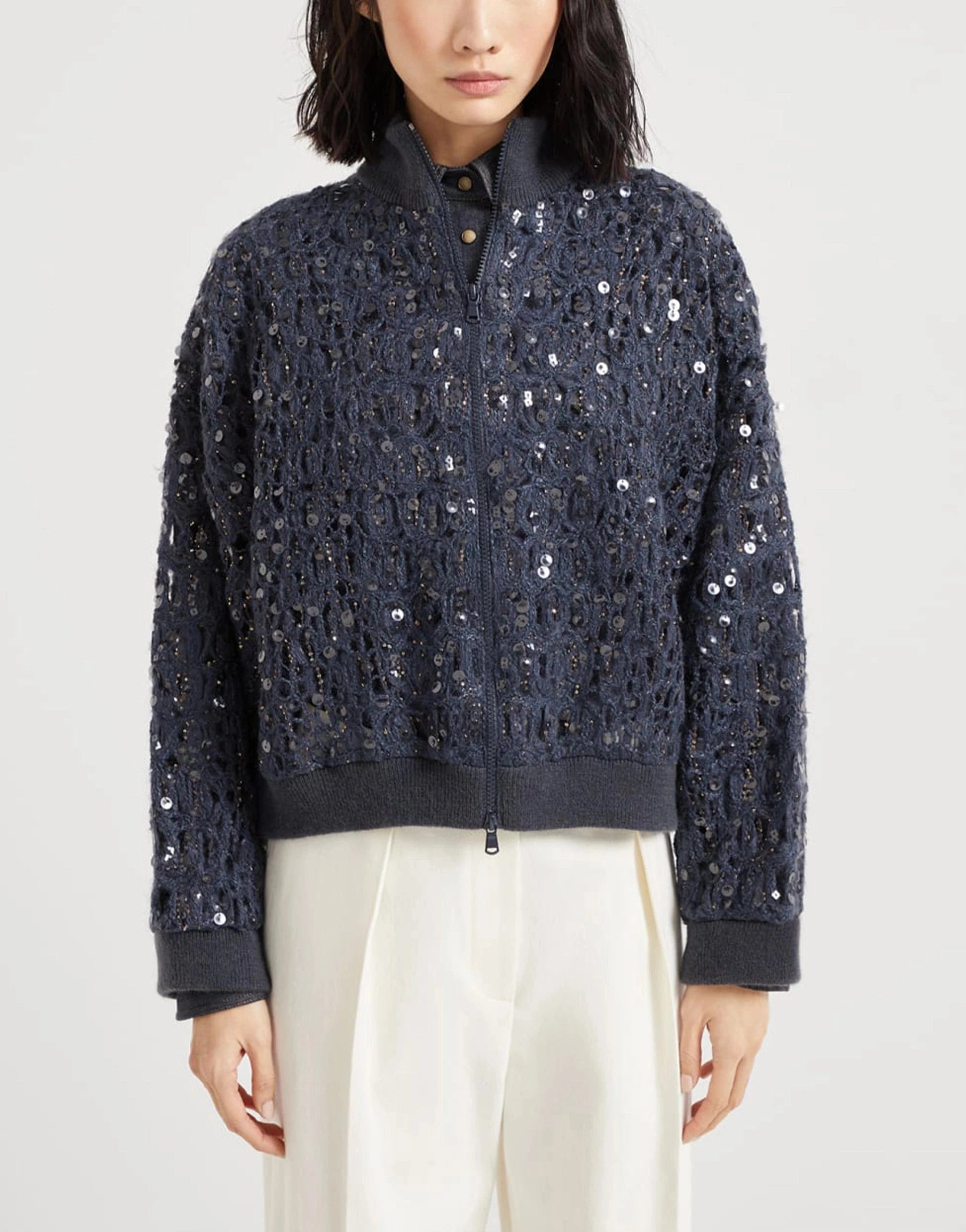 Brunello Cucinelli Dazzling Embroidery Cardigan