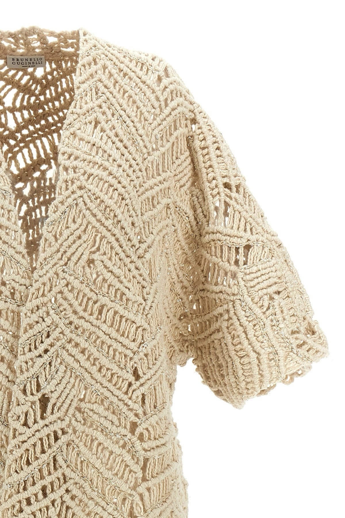 Brunello Cucinelli cardigan en macramé scintillant