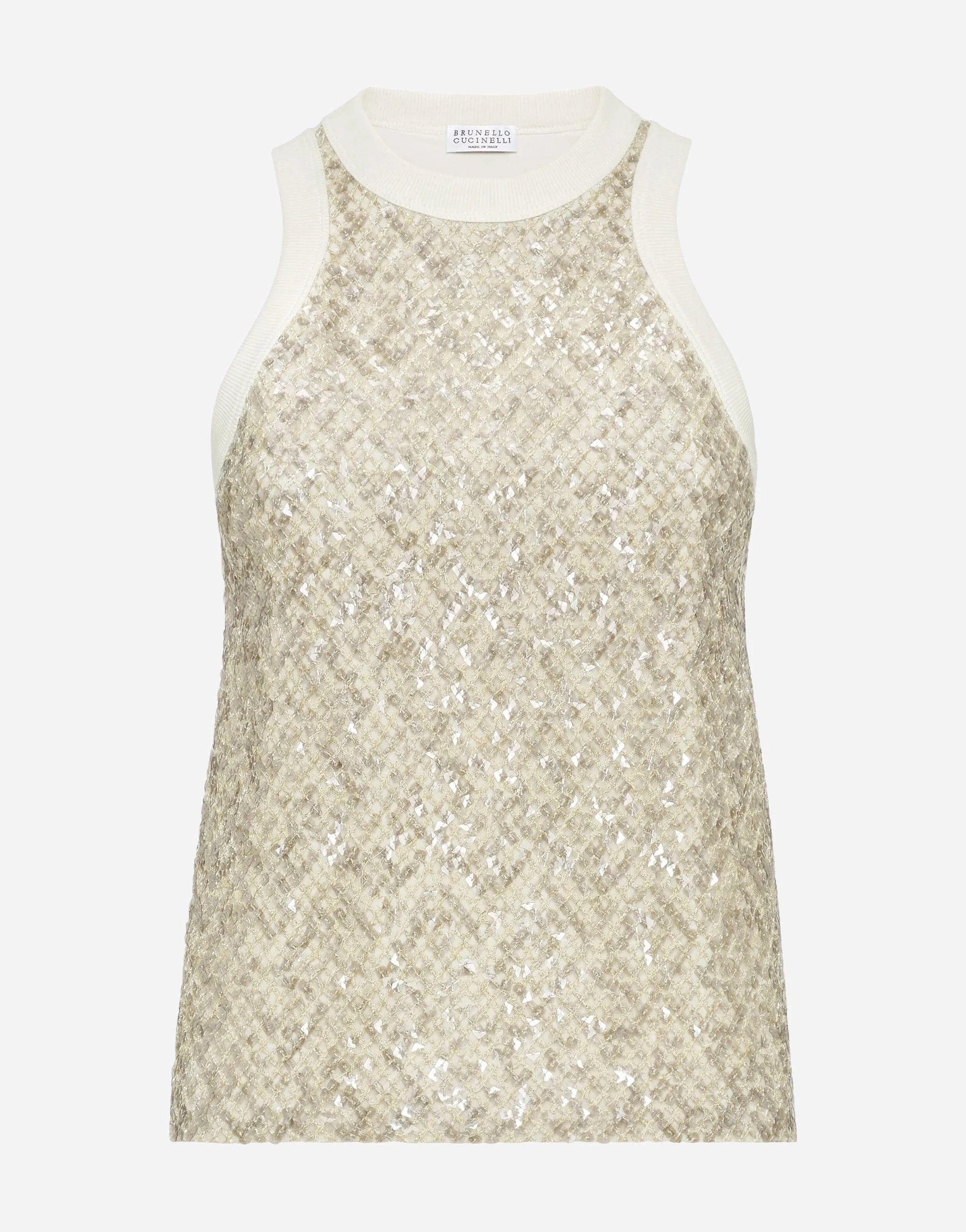 Brunello Cucinelli Dazzling Net Embroidery Tank Top