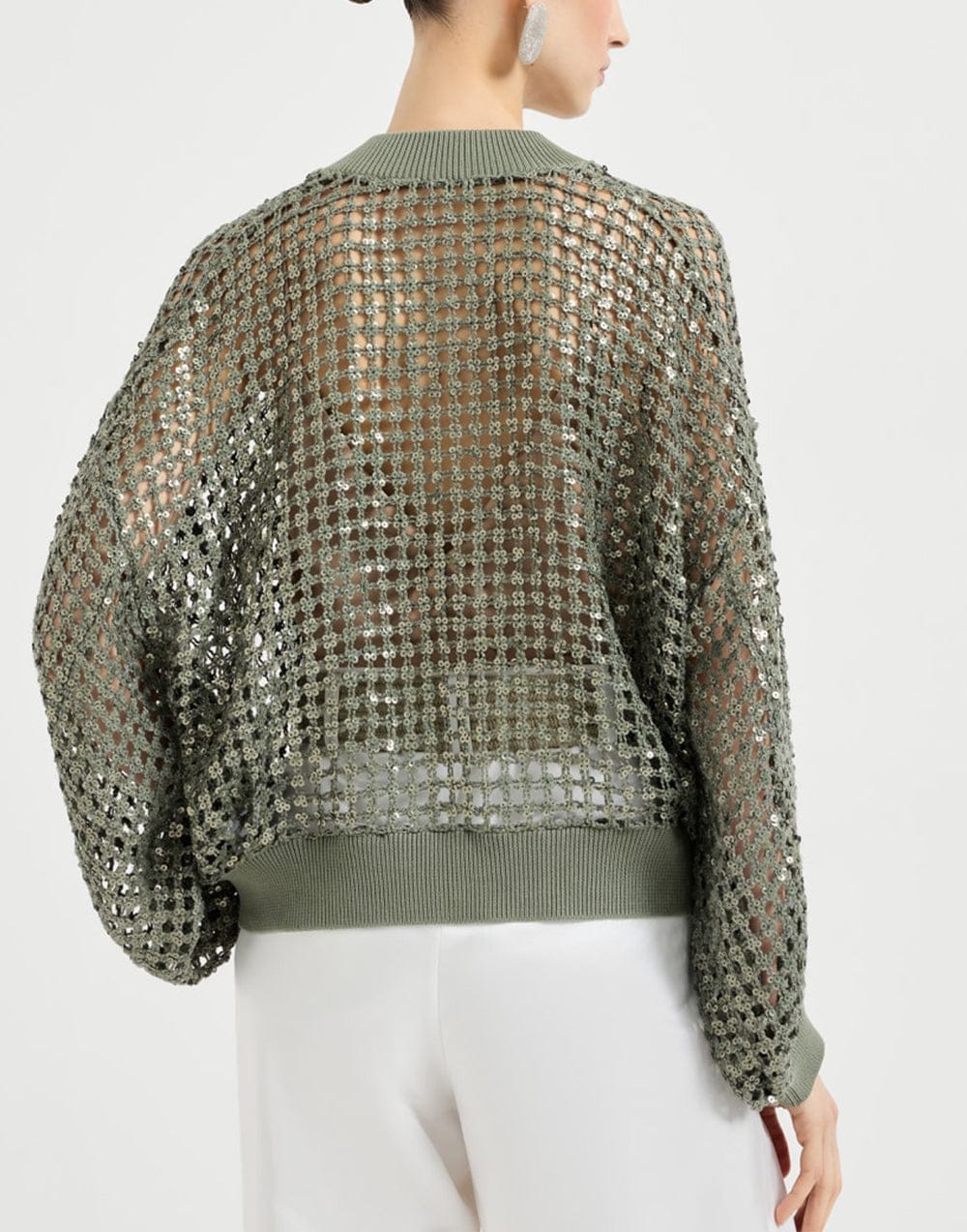 Brunello Cucinelli Dazzling Net Embroidery Zip Cardigan | Sendegaro IT