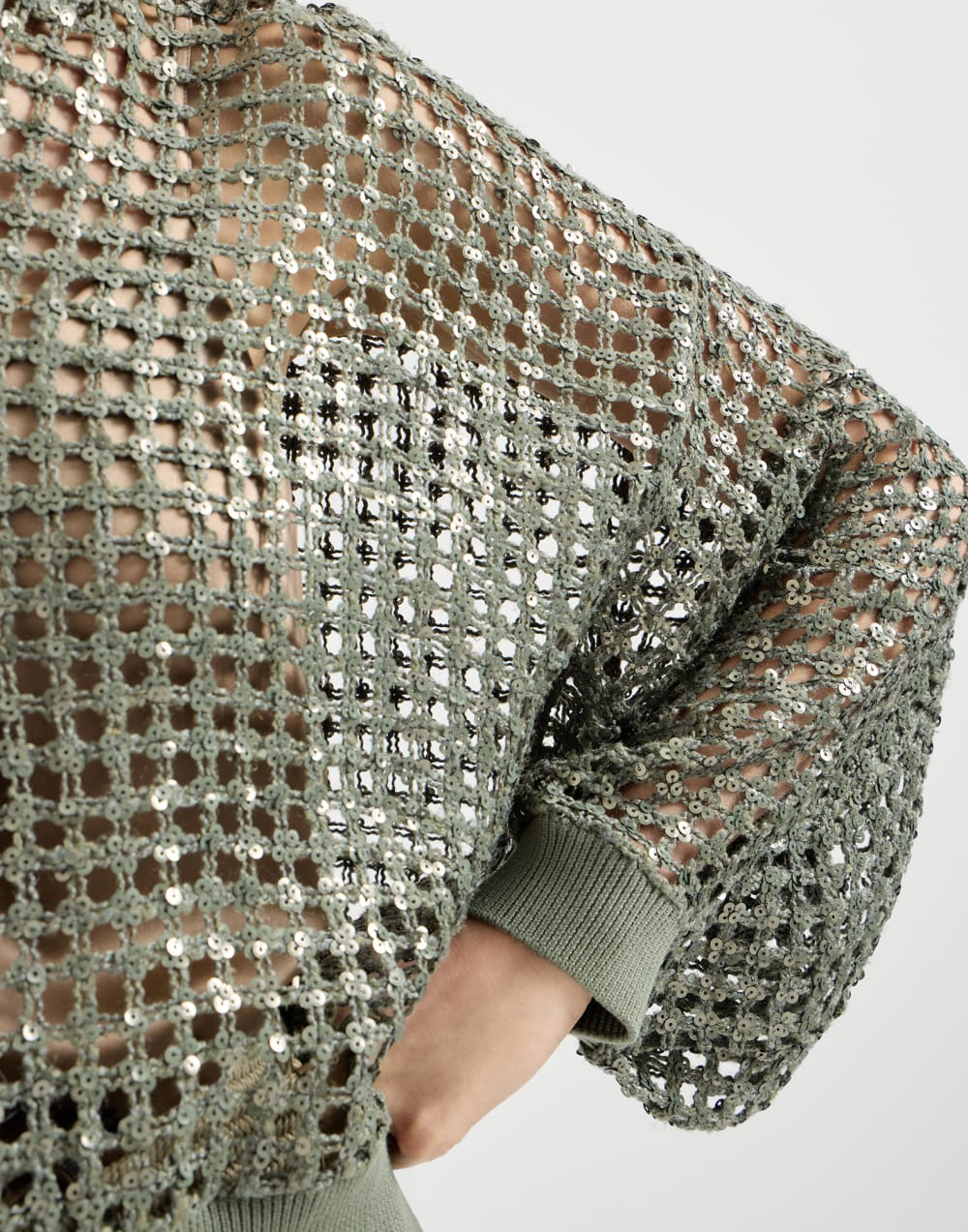 Brunello Cucinelli Dazzling Net Embroidery Zip Cardigan | Sendegaro