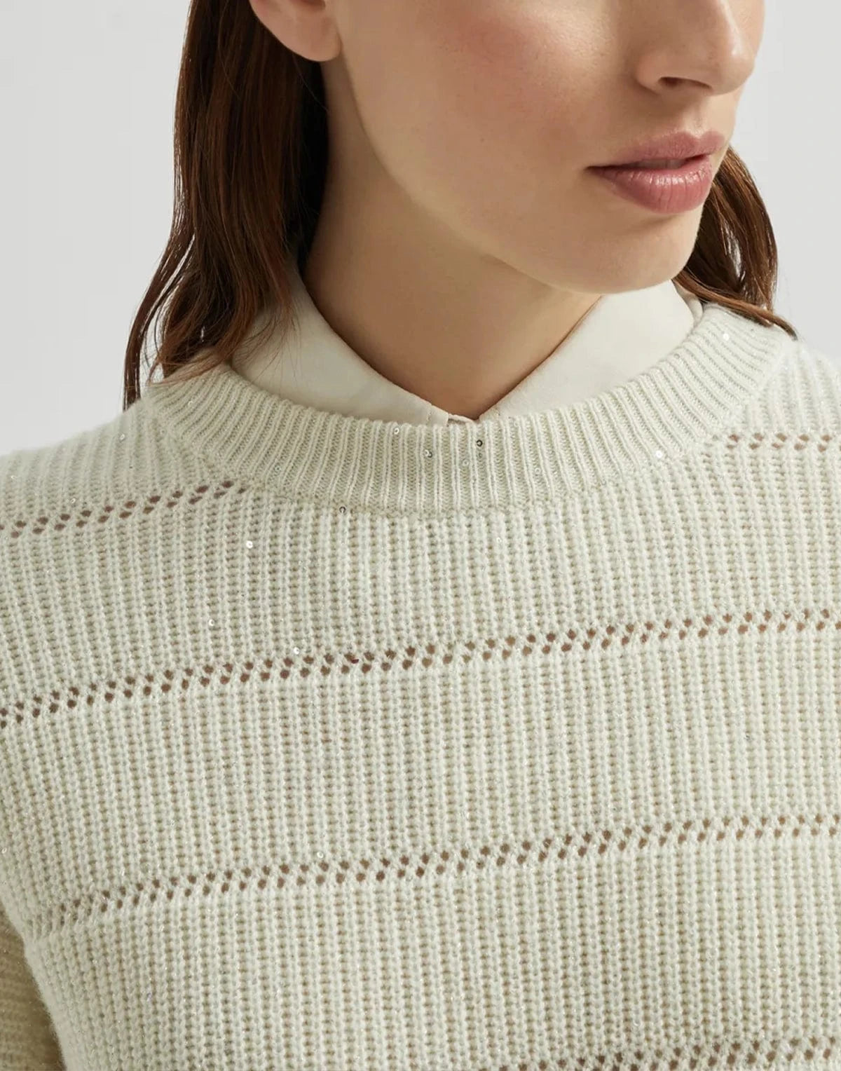 Brunello Cucinelli Dazzling Striped Ribbed Sweater