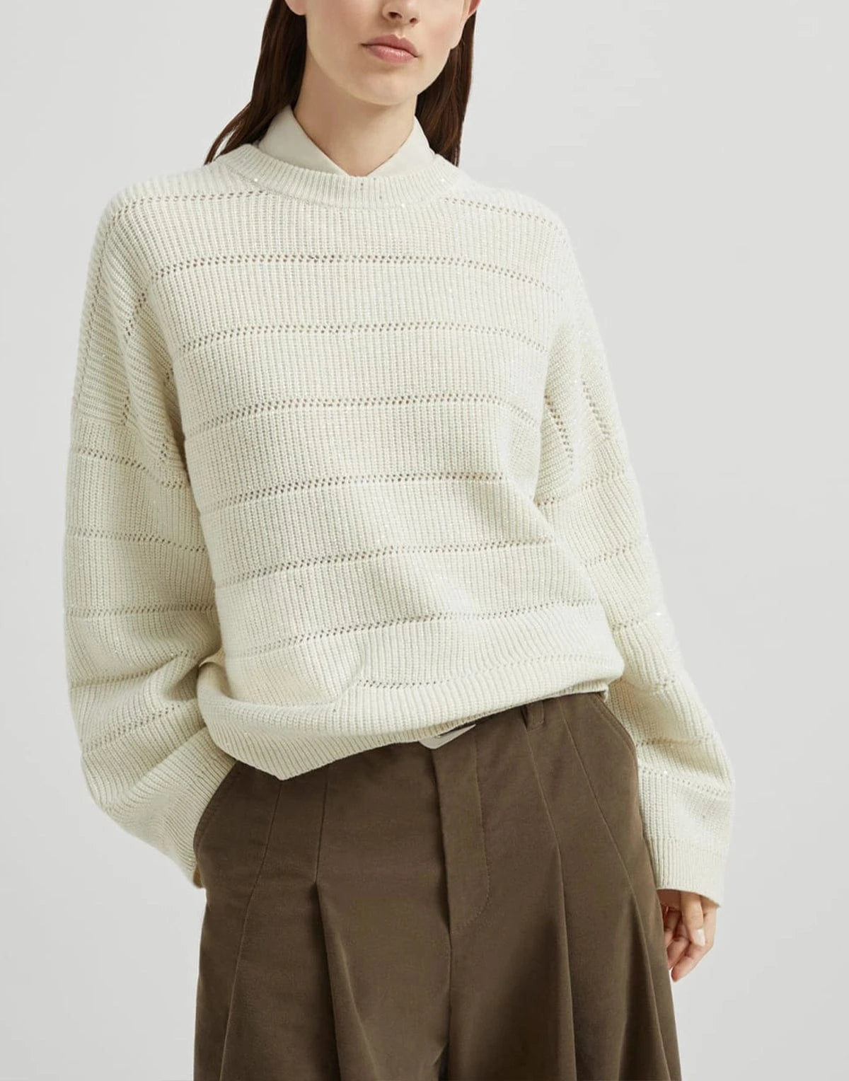 Brunello Cucinelli Dazzling Striped Ribbed Sweater