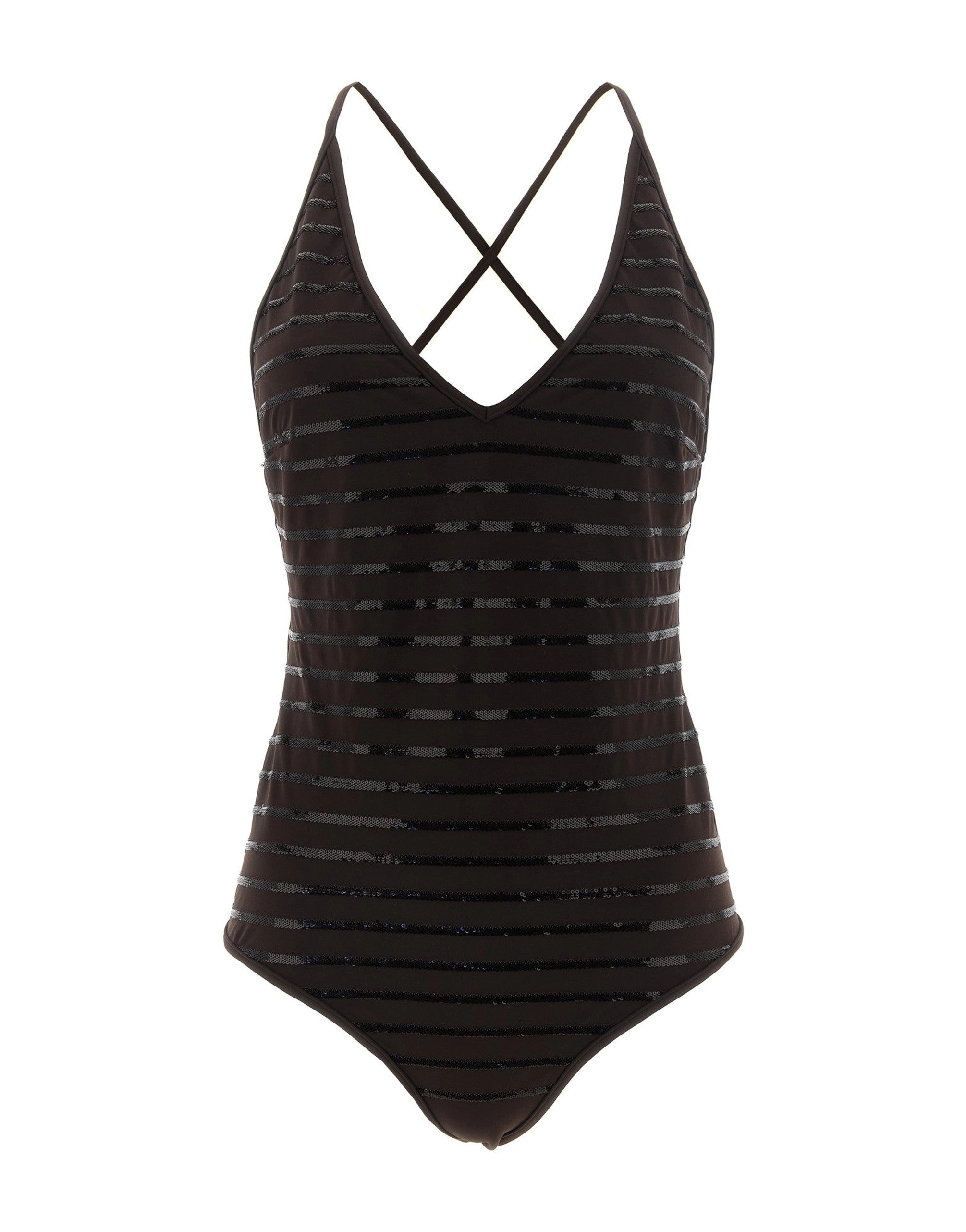 Brunello Cucinelli Dazzling Stripes One-Piece Swimsuit | Sendegaro