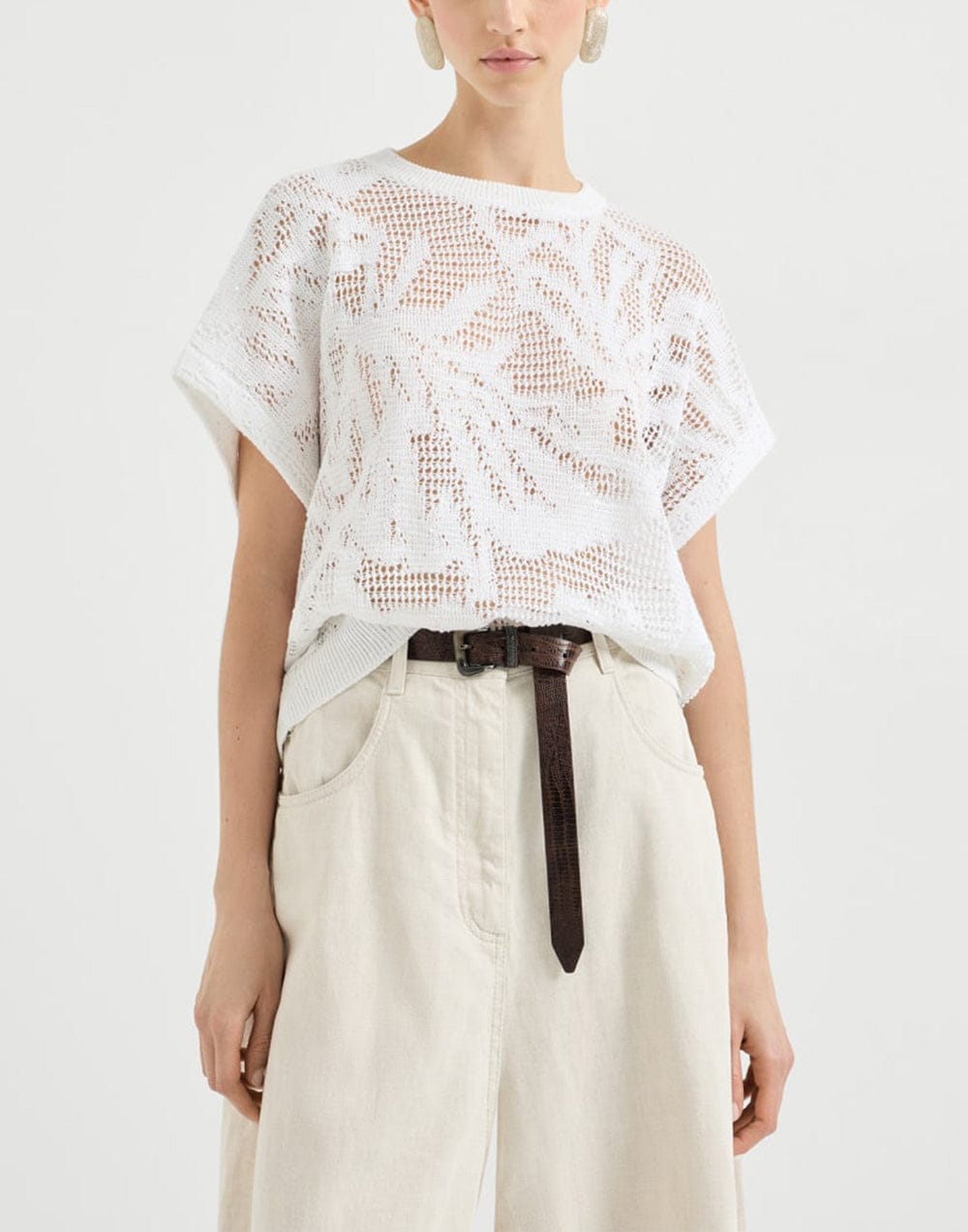 Brunello Cucinelli Dazzling Water Lillies Knit T-Shirt