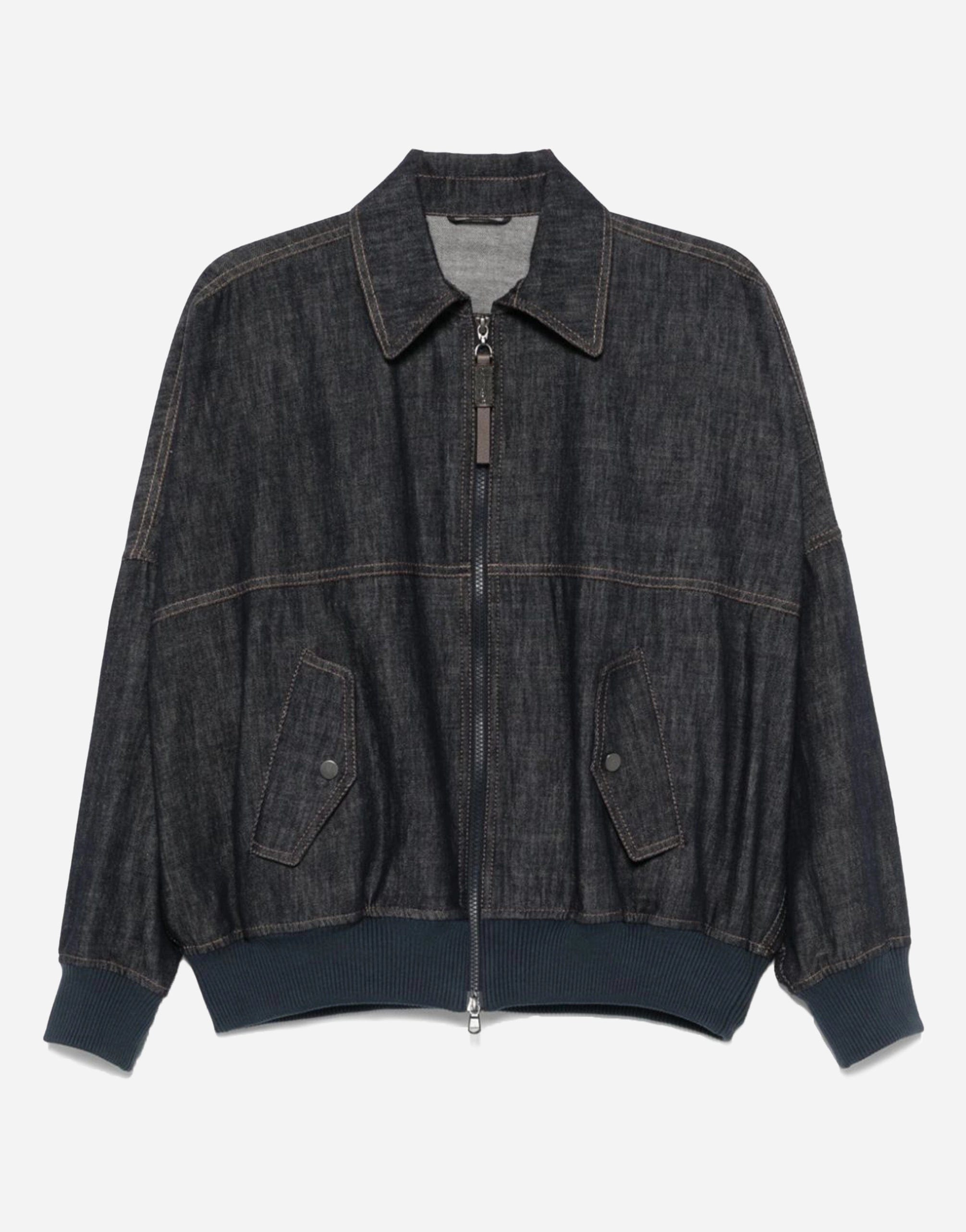 Brunello Cucinelli Denim-Effect Twill Bomber Jacket