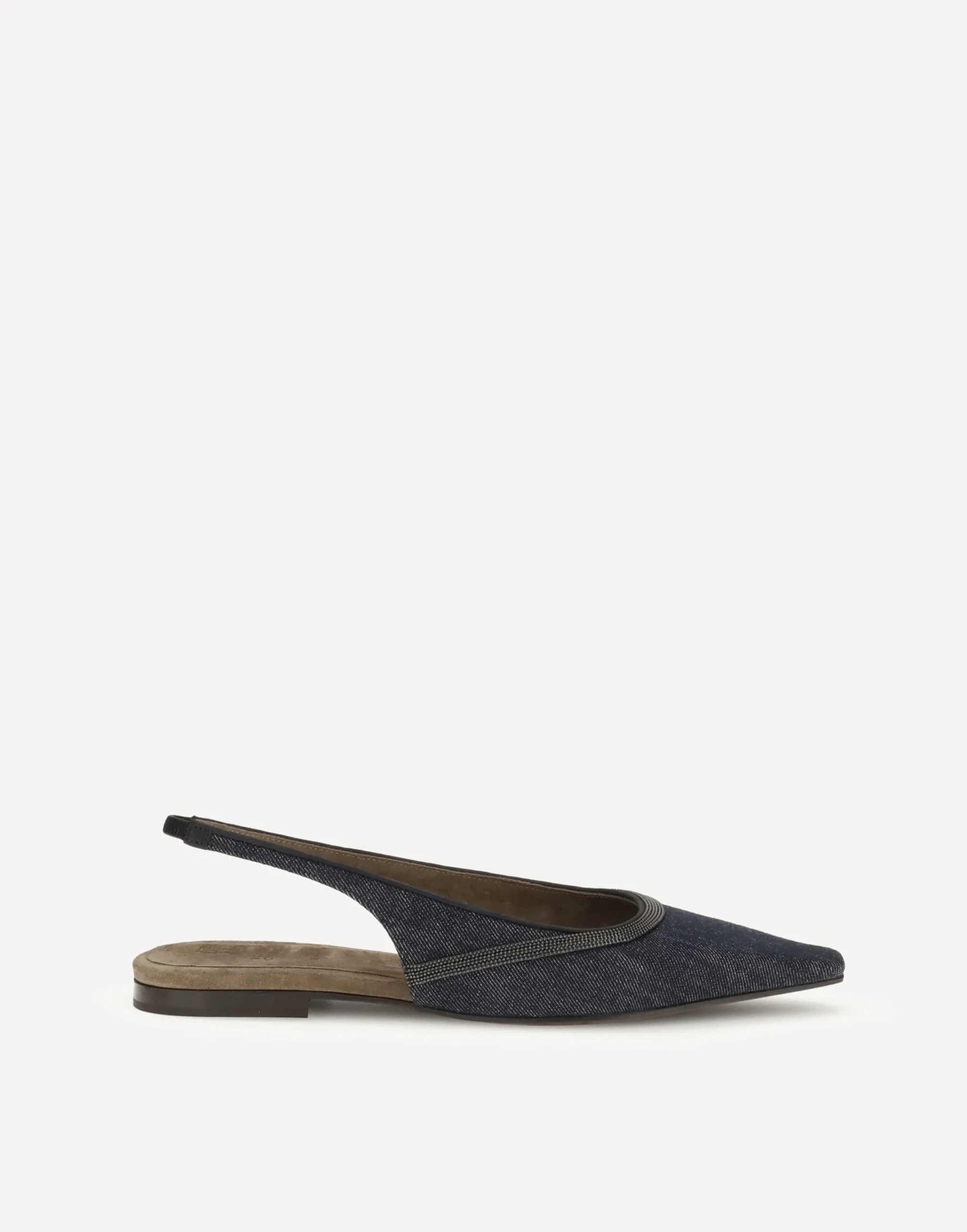 Brunello Cucinelli Denim-Effect Twill Slingback Flats Sendegaro CA