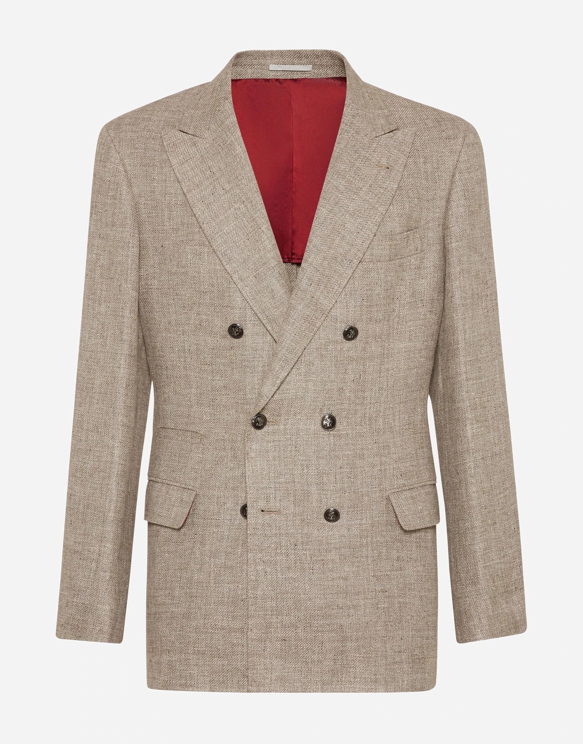 Brunello Cucinelli Diagonal Deconstructed Double-Breasted Blazer