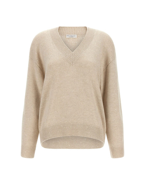 Brunello Cucinelli Diamante Cashmere Silk Sweater | Sendegaro AE