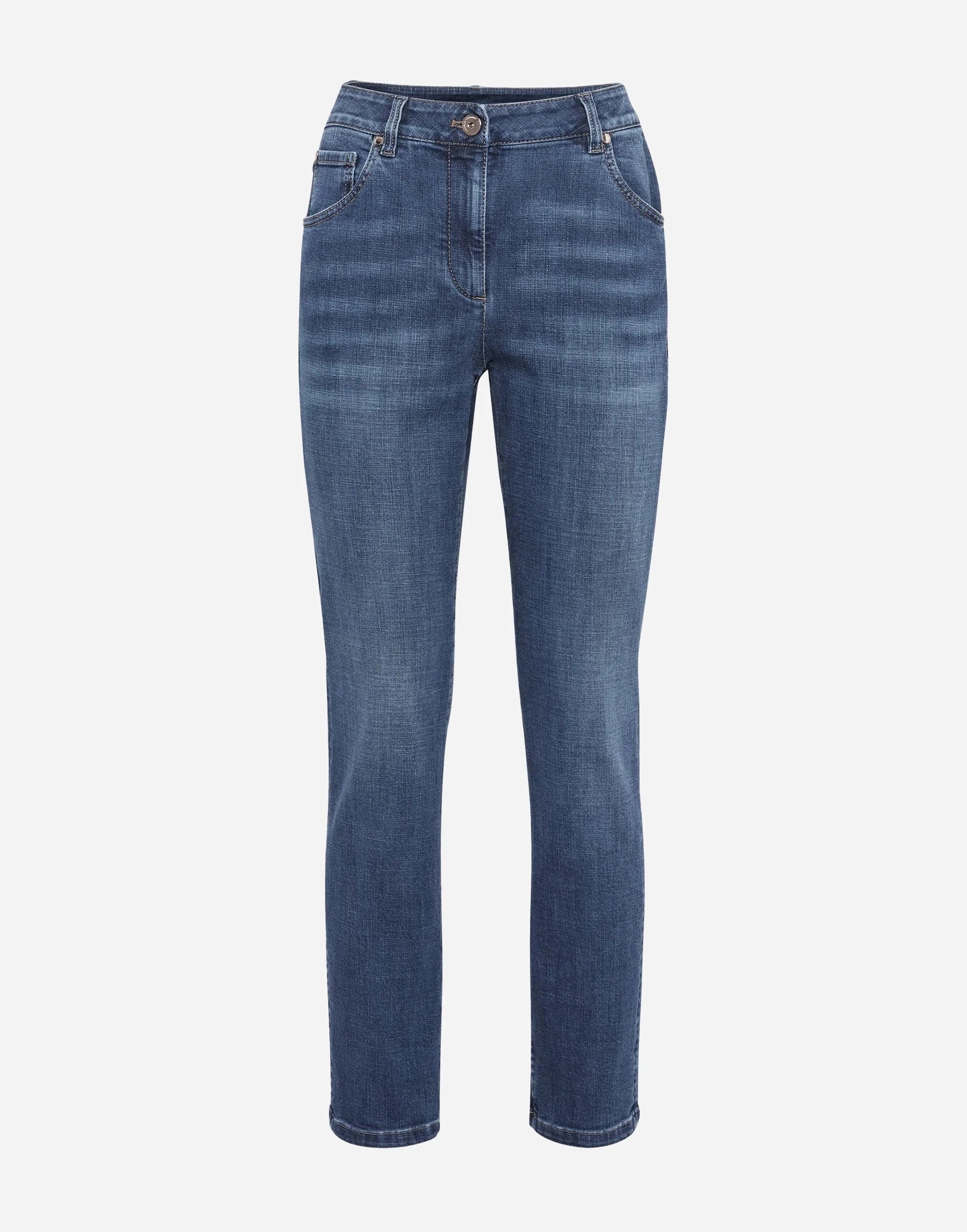Brunello Cucinelli Distressed-Finish Shiny Tab Denim Jeans