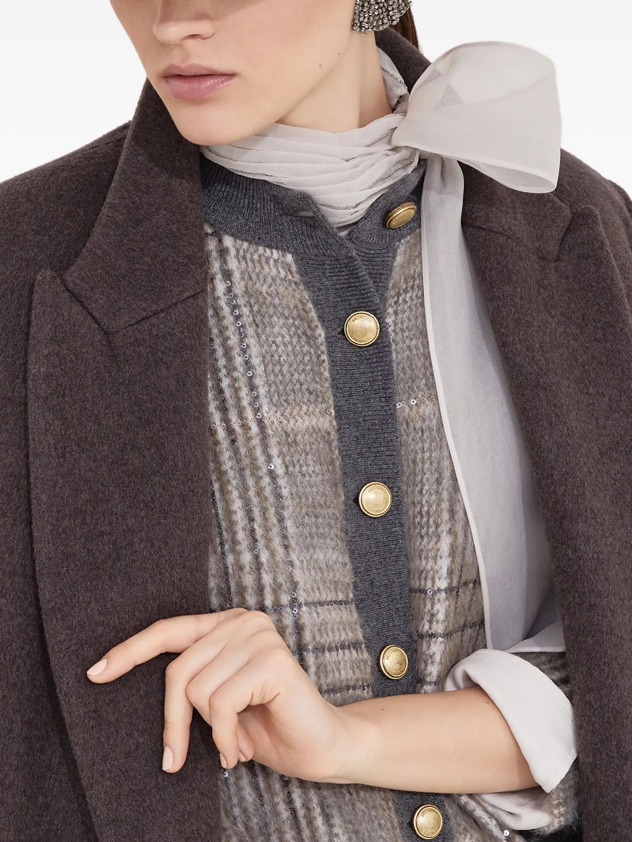 Brunello Cucinelli Zweireihiger Mantel mit Gürtel