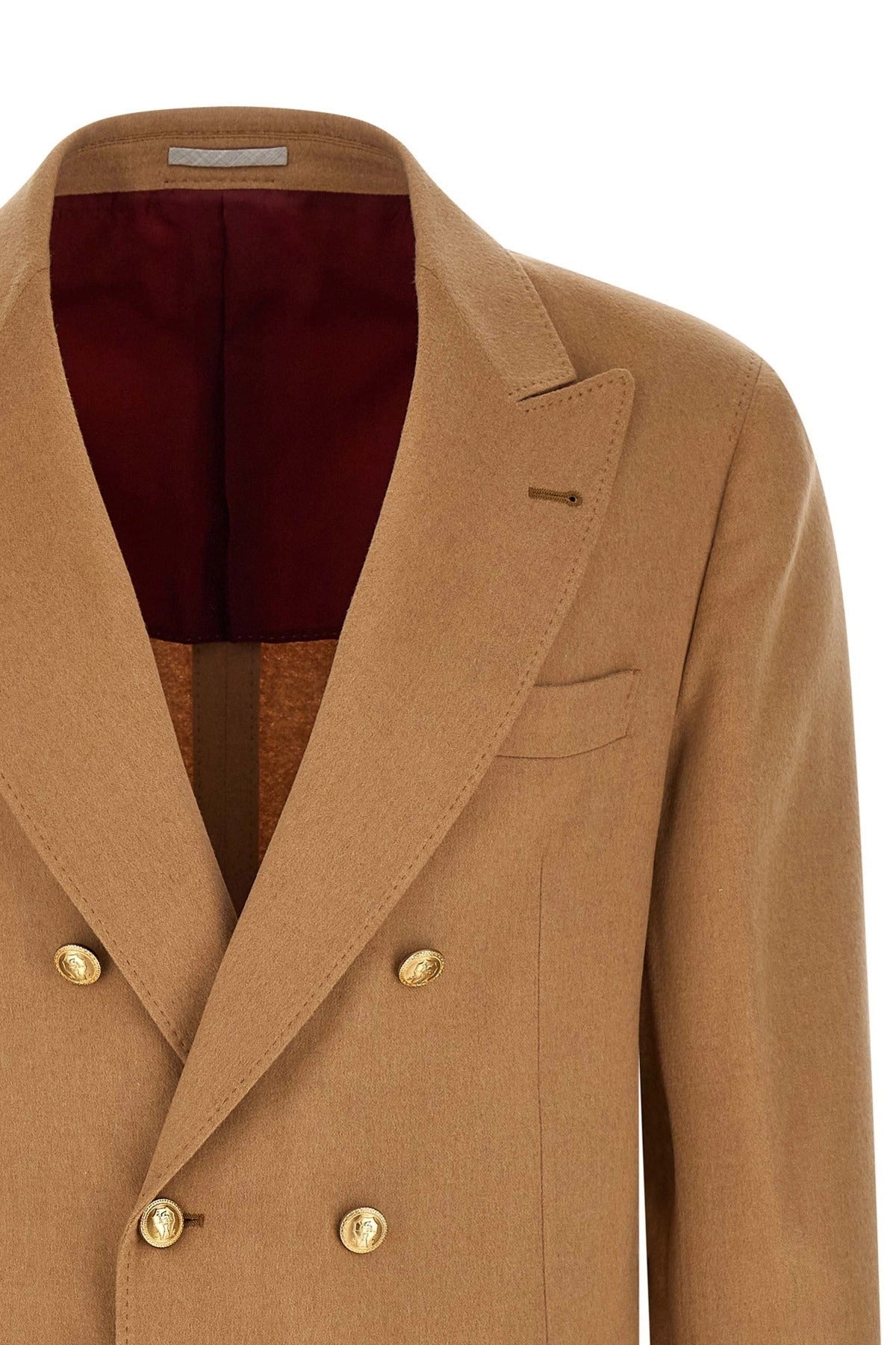 Brunello Cucinelli Double-Breasted Camel Blazer | Sendegaro BE