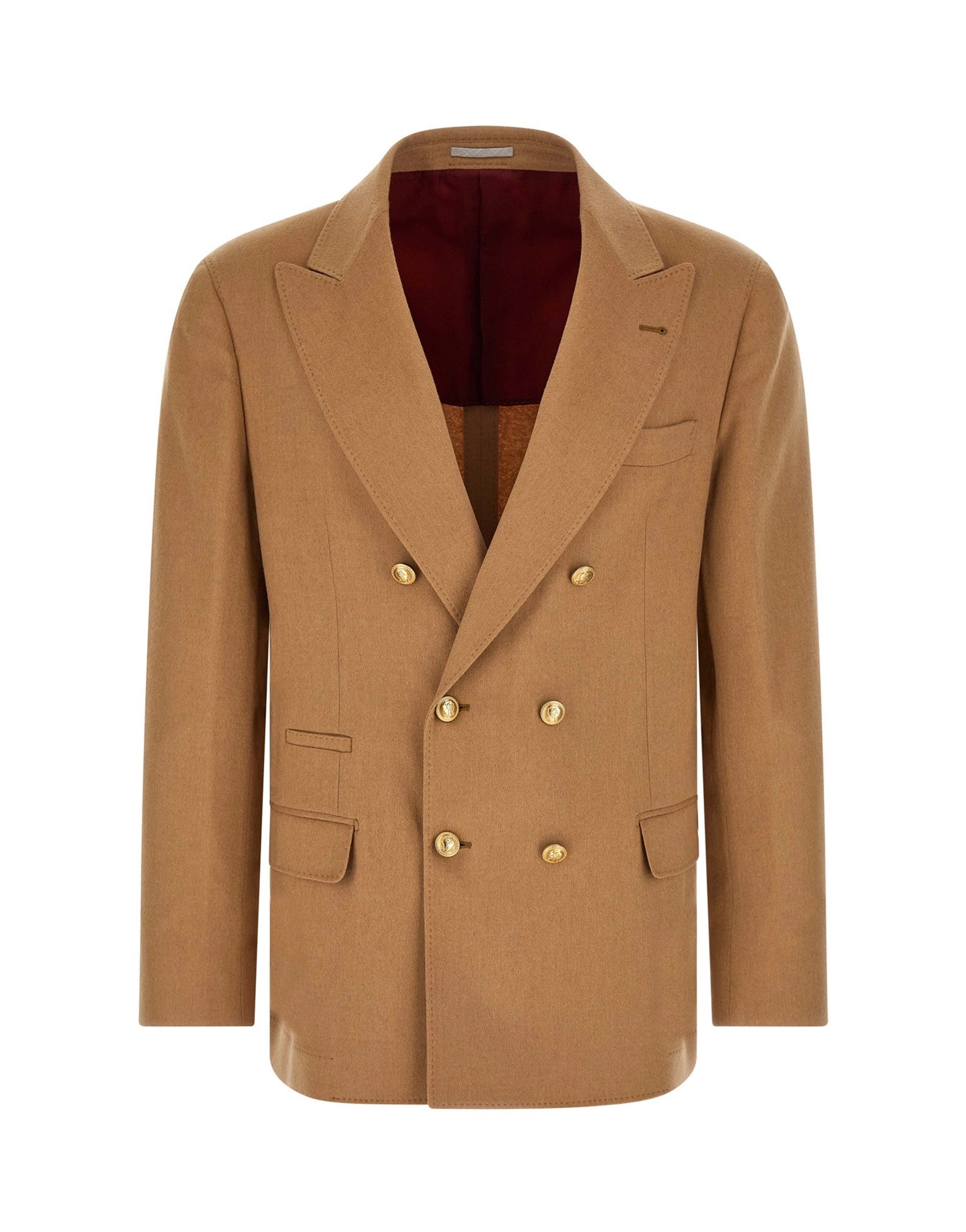 Brunello Cucinelli Double-Breasted Camel Blazer